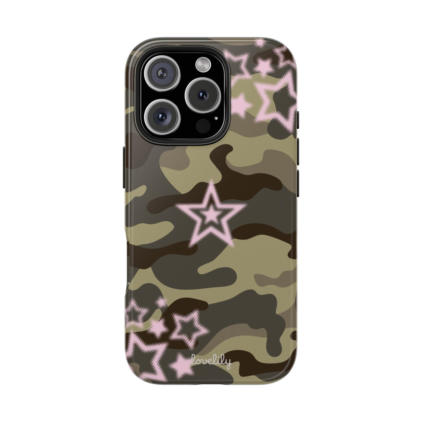 pink camo star stacked phone case