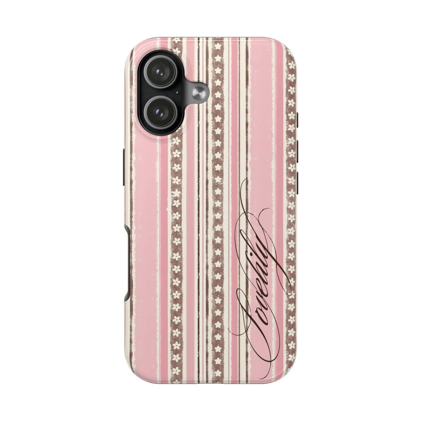 pink n brown striped <3 stacked phone case