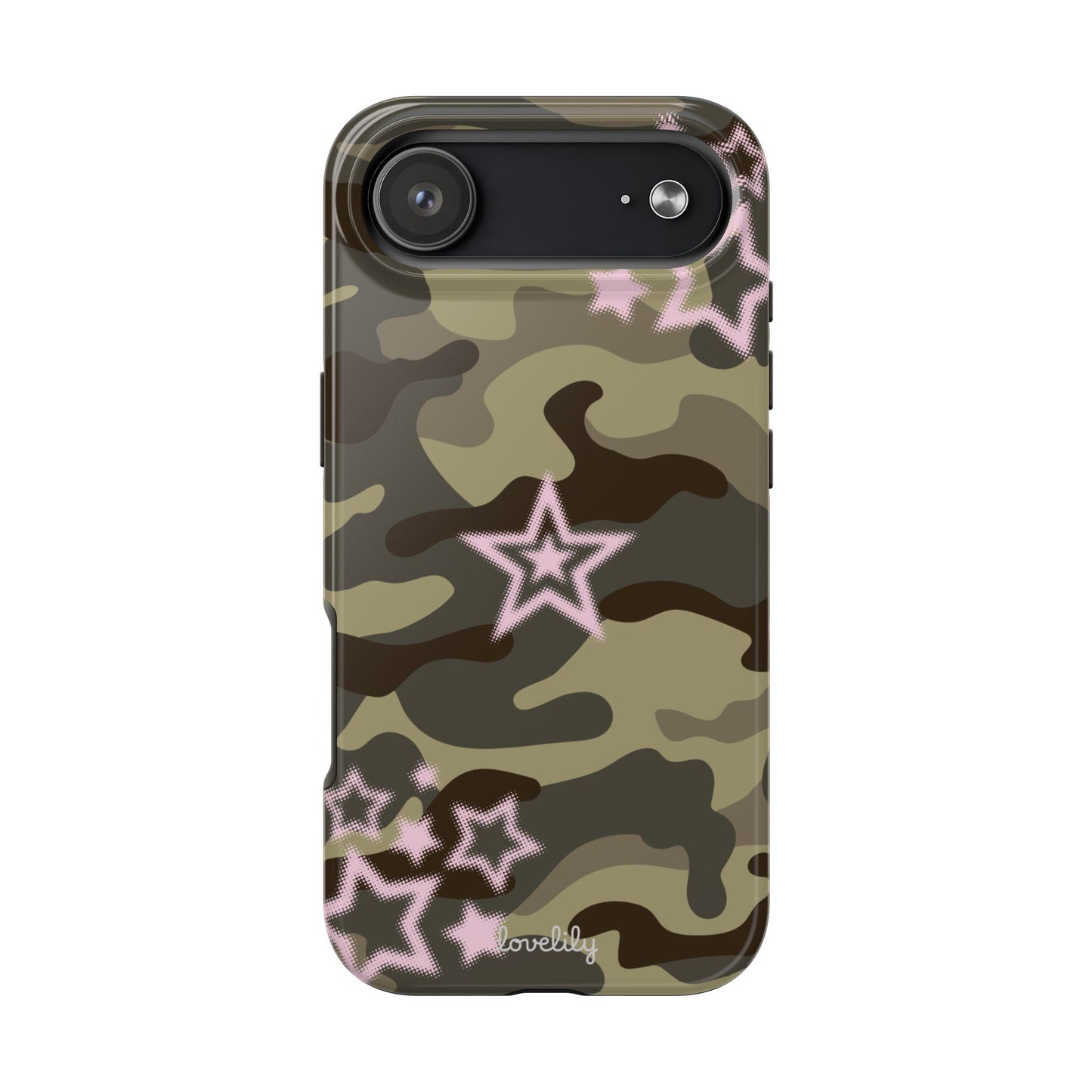 pink camo star stacked phone case