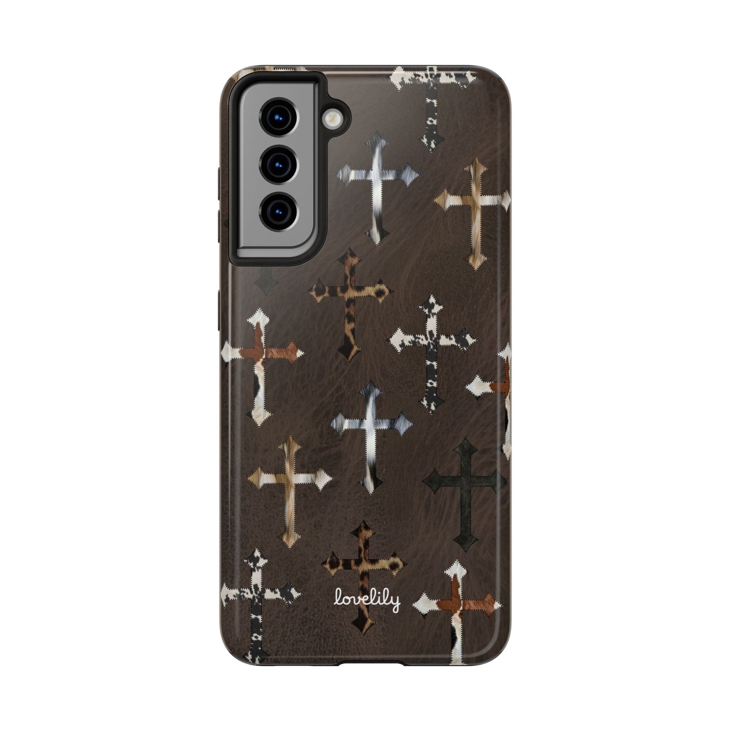 fur cross stacked phone case