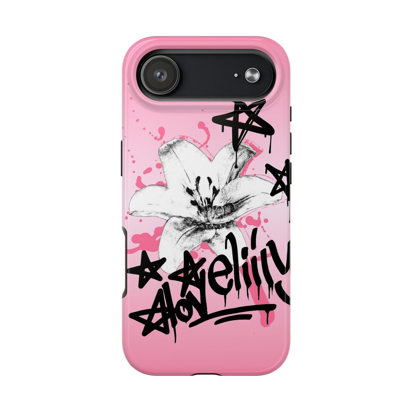 black n pink graffiti stacked phone case