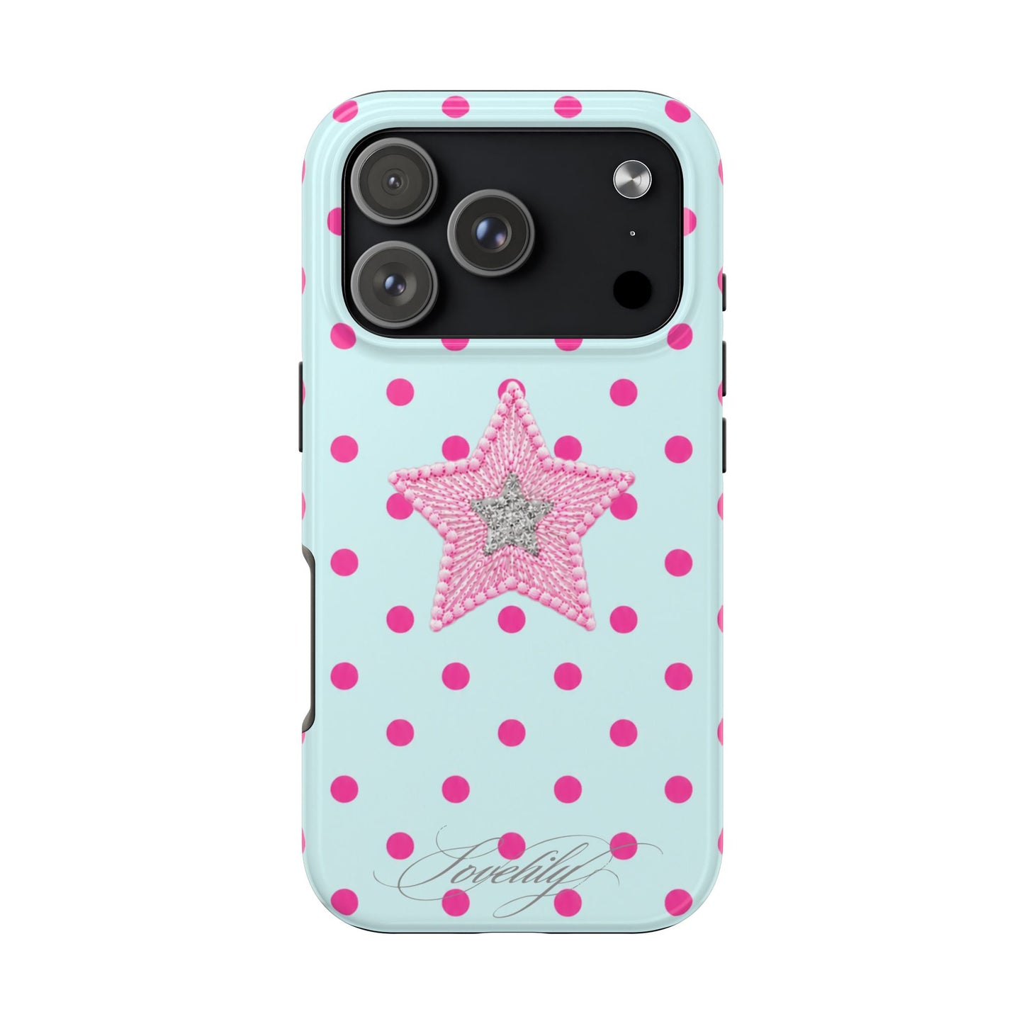 mint polka dot! stacked phone case