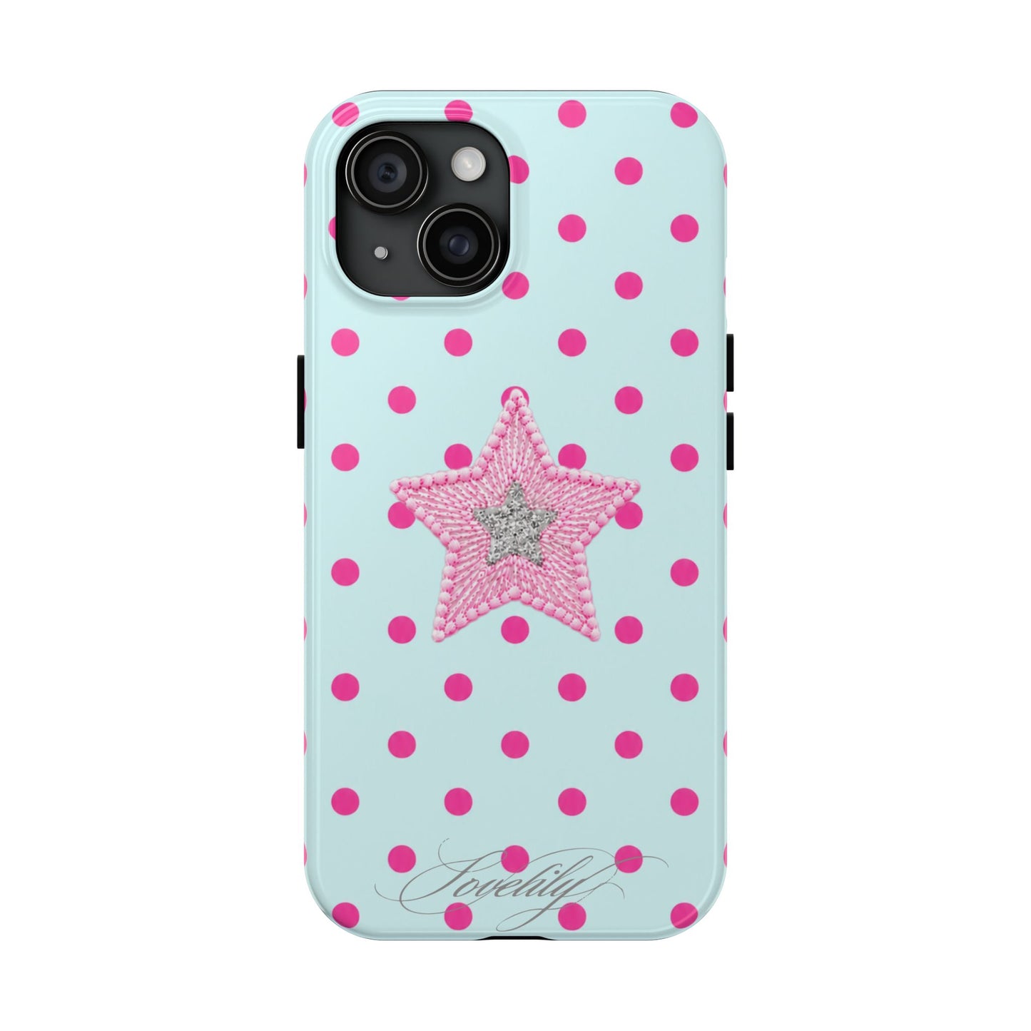 mint polka dot! stacked phone case