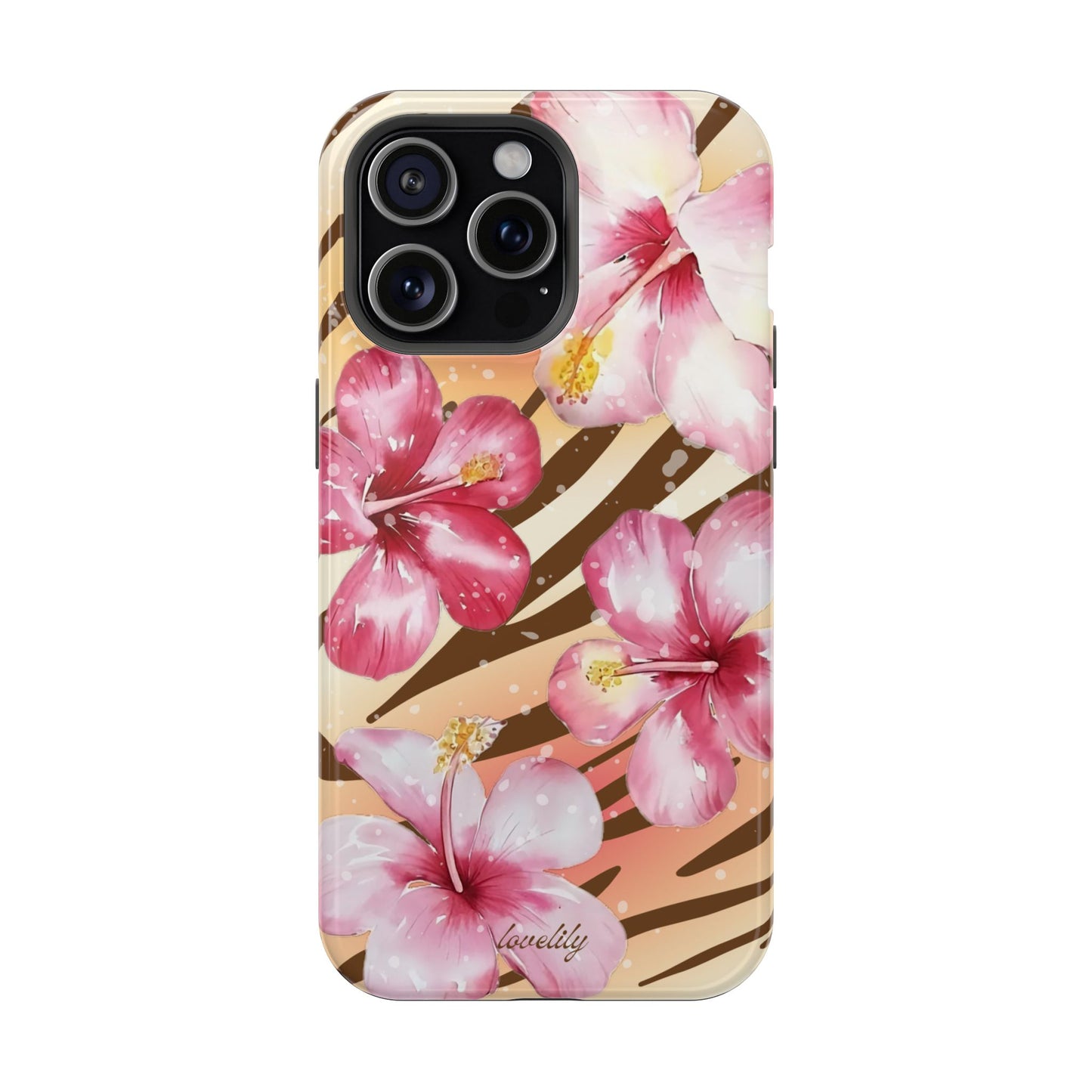 MAGSAFE brown zebra n pink! stacked phone case