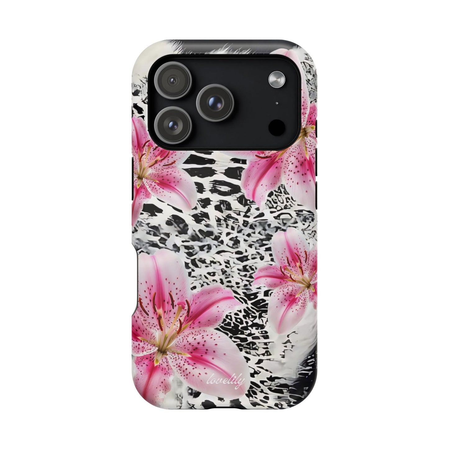 MAGSAFE black pink stacked phone case