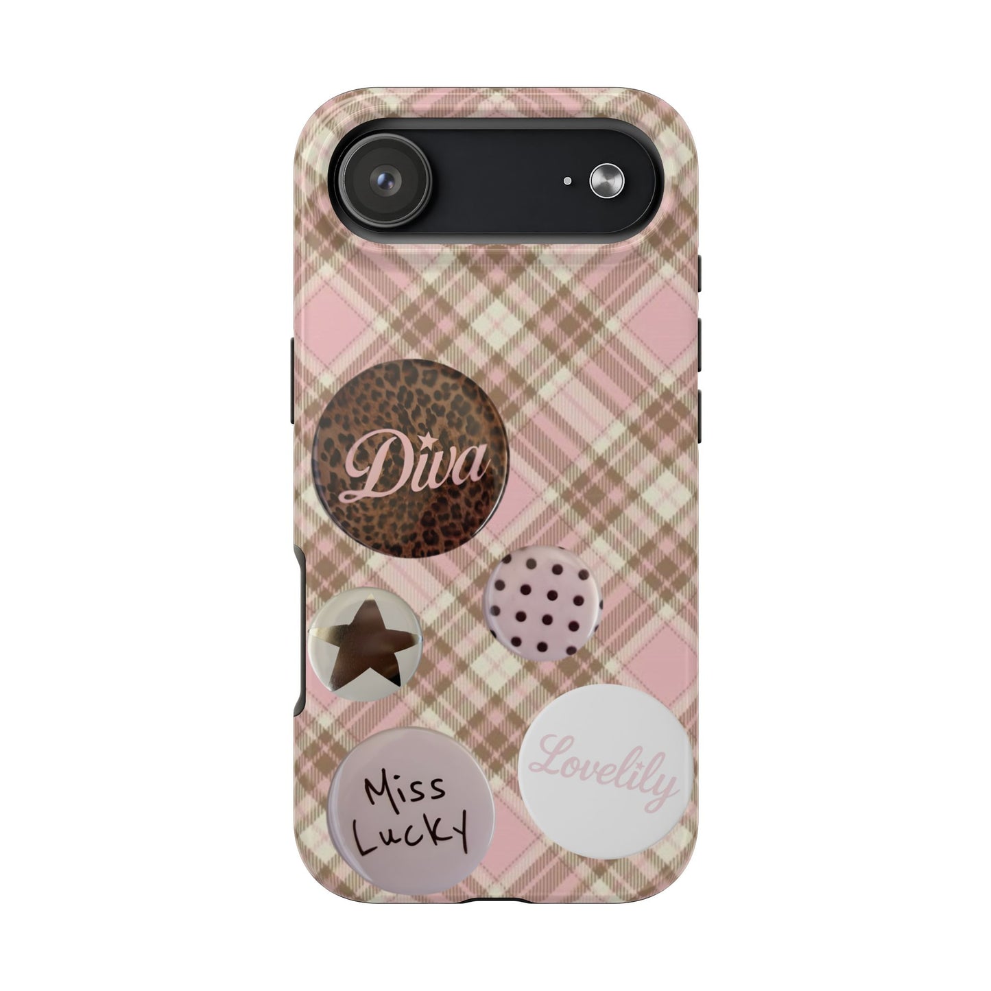 pink n brown pins stacked phone case