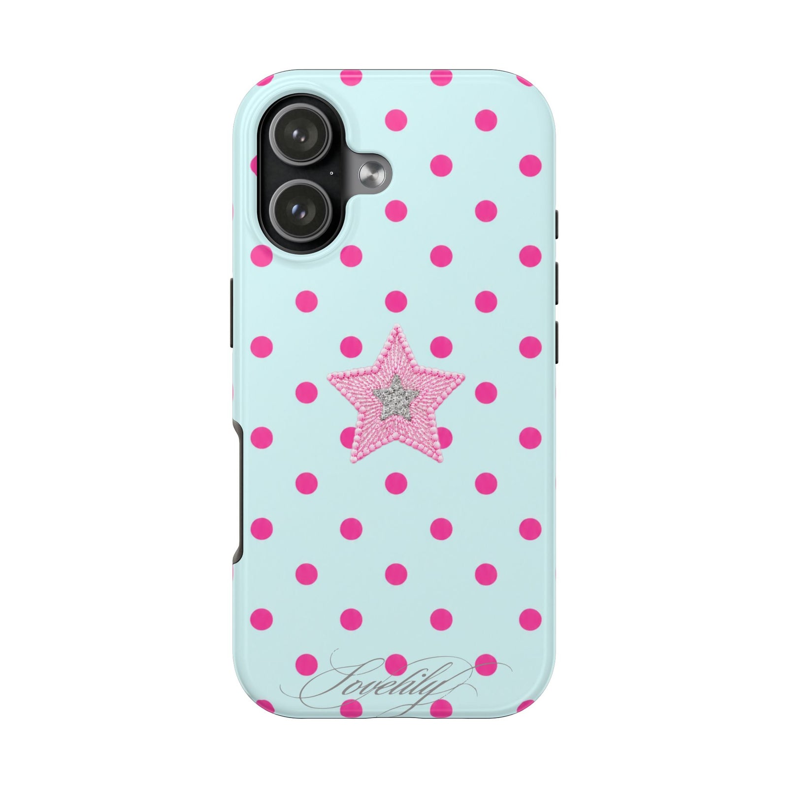mint polka dot! stacked phone case