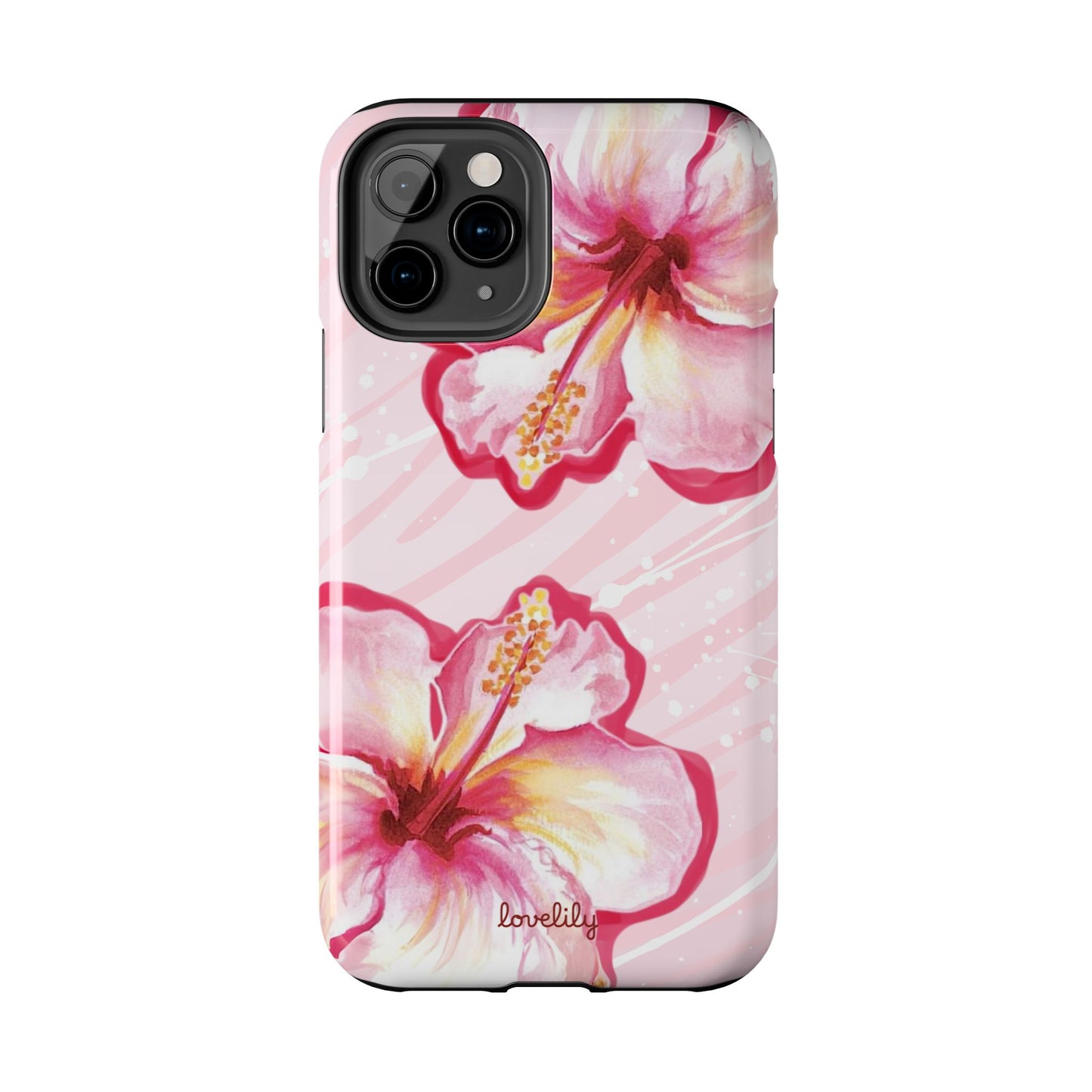 pink hibiscus stacked phone case