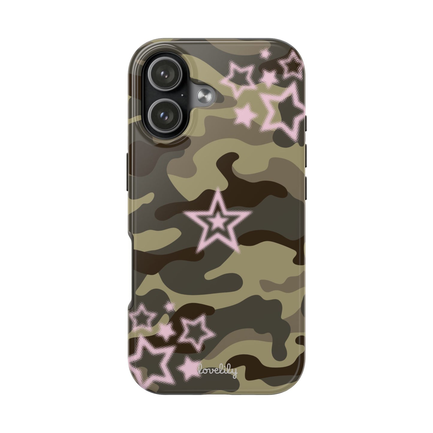 pink camo star stacked phone case
