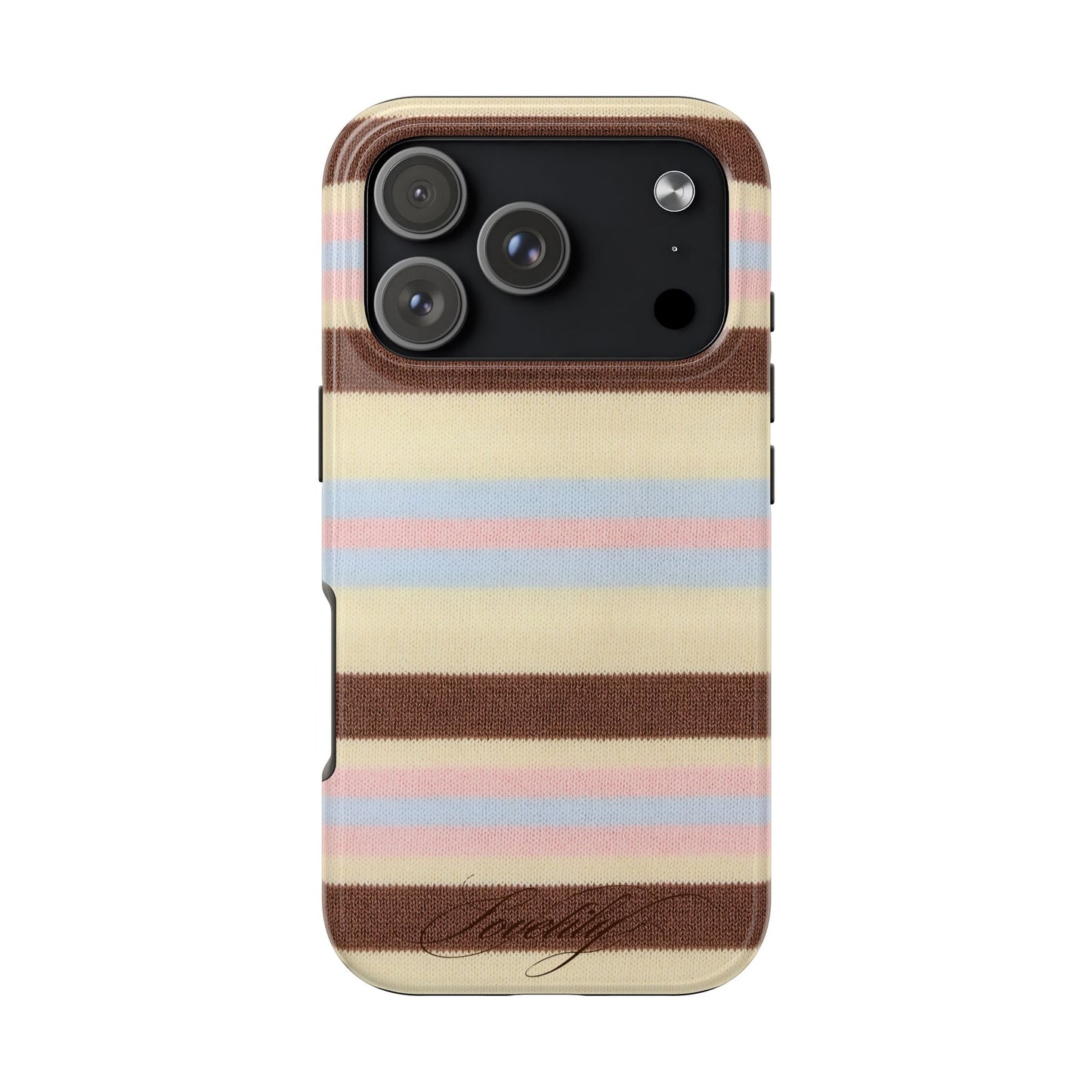 knitted pink n blue n brown! stacked phone case