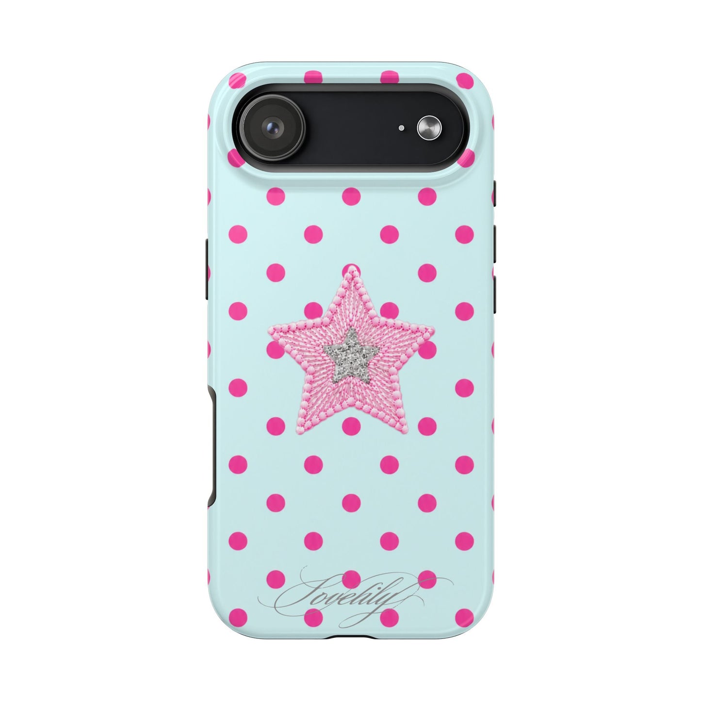 mint polka dot! stacked phone case