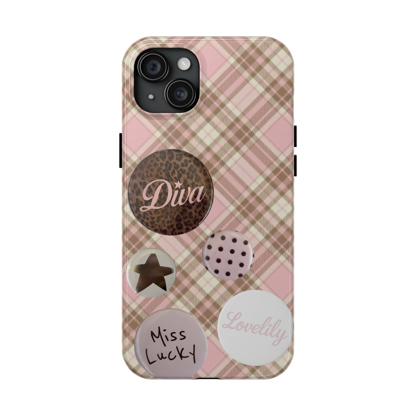 pink n brown pins stacked phone case