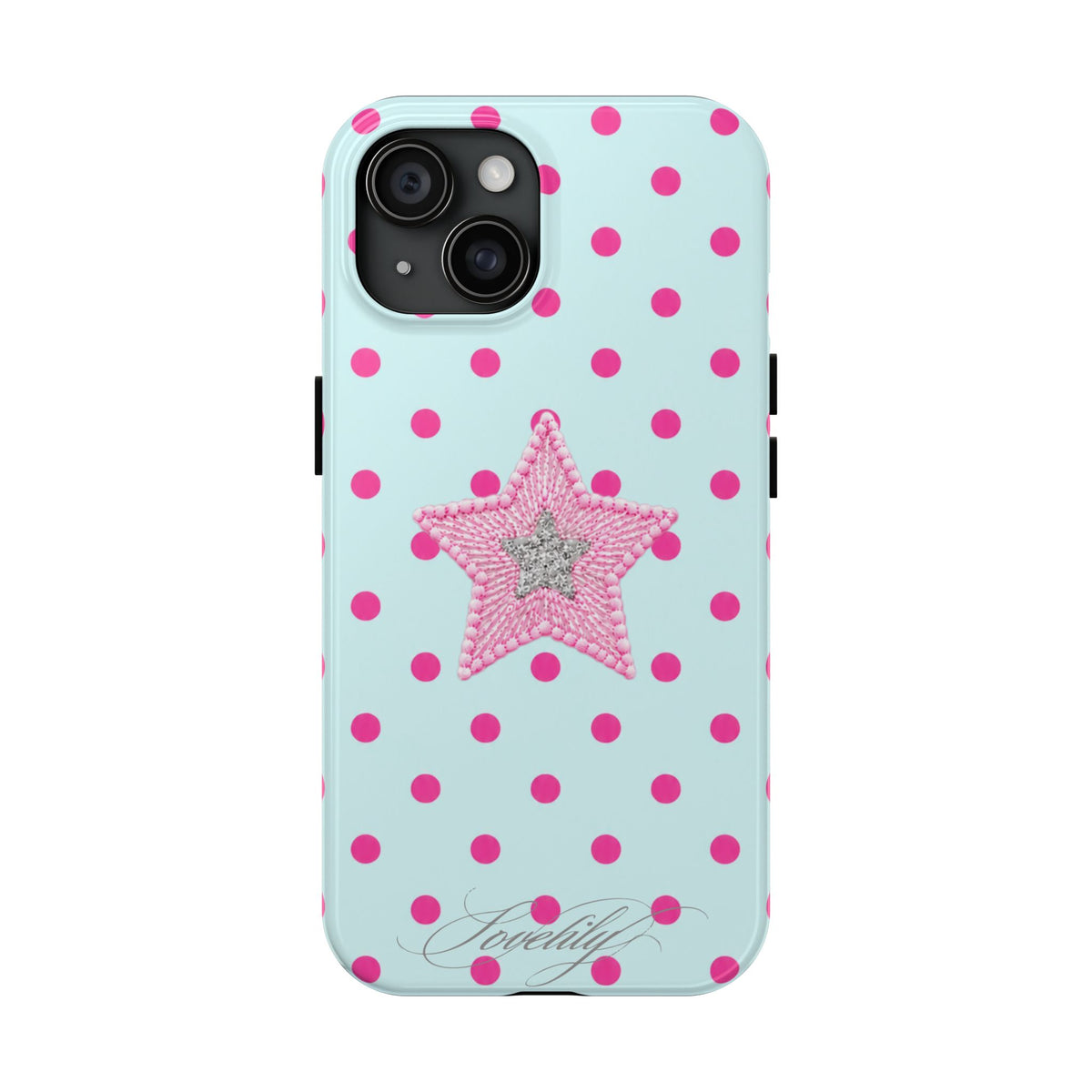 mint polka dot! stacked phone case