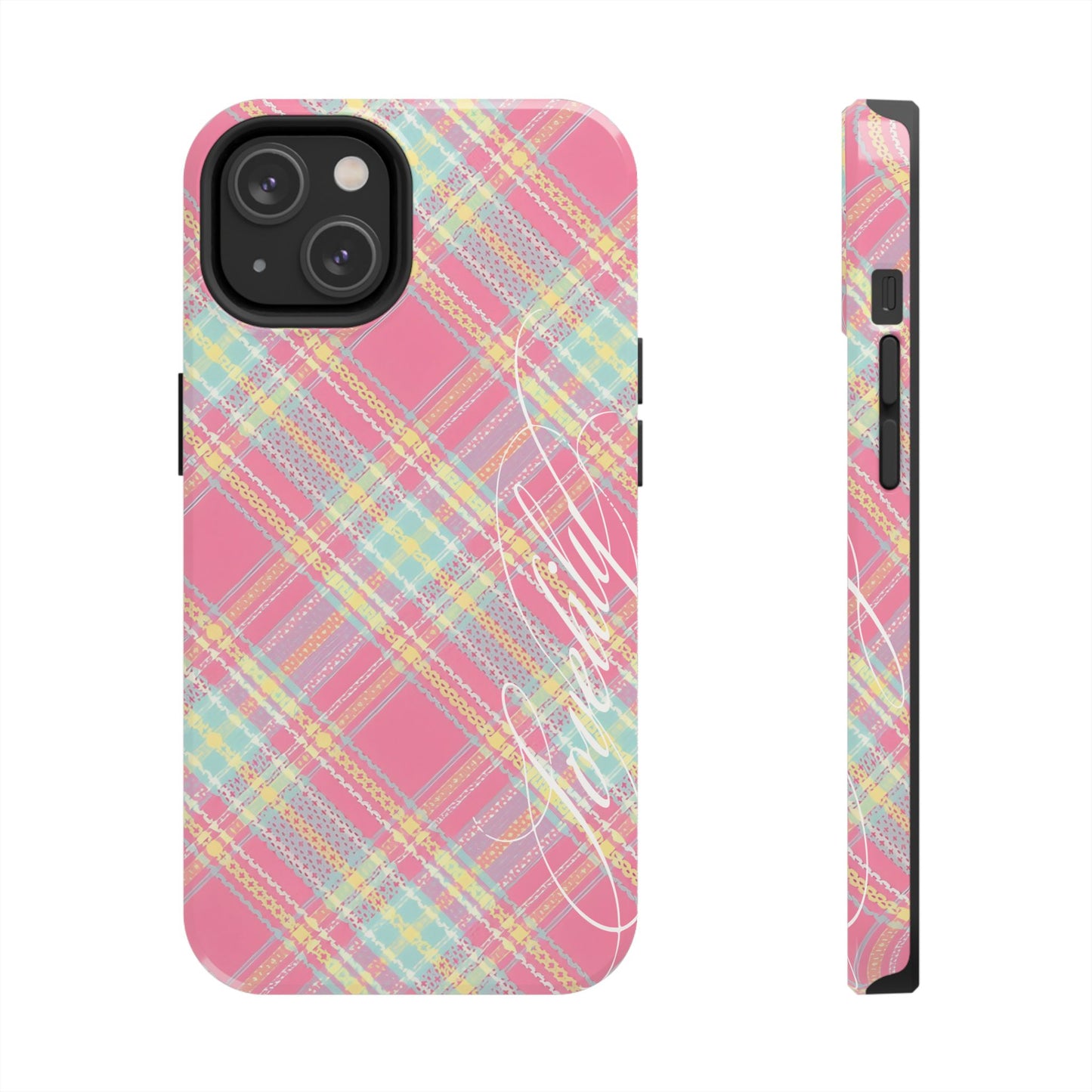 plaid colorful! stacked phone case