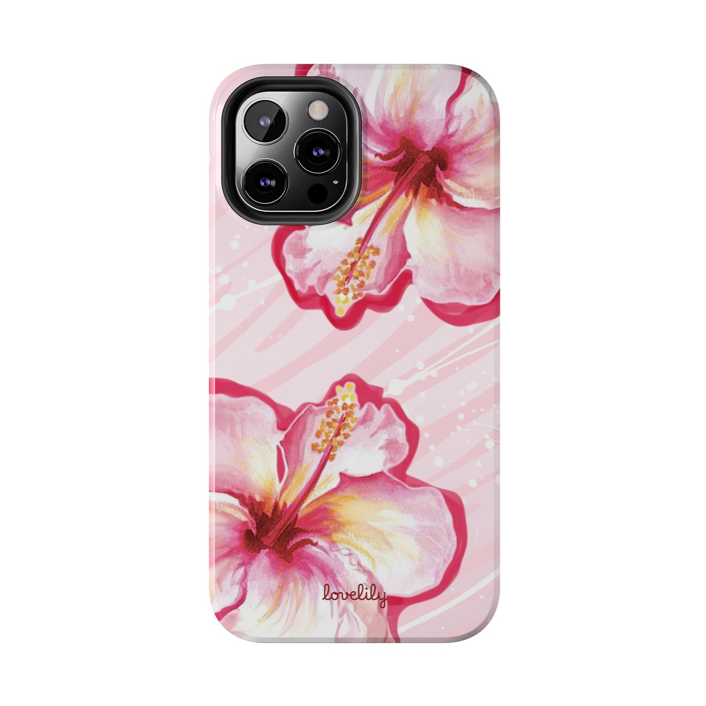 pink hibiscus stacked phone case