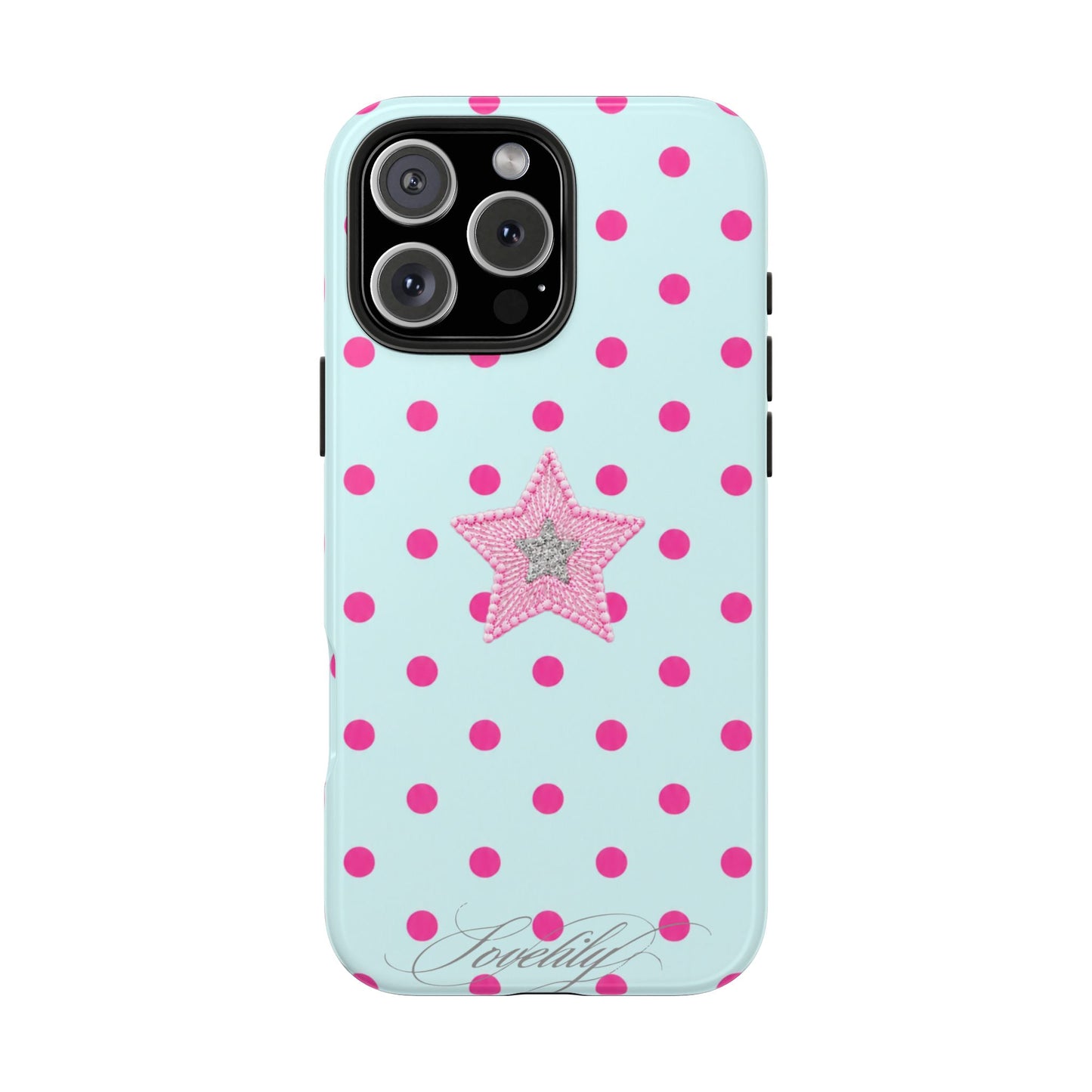 mint polka dot! stacked phone case