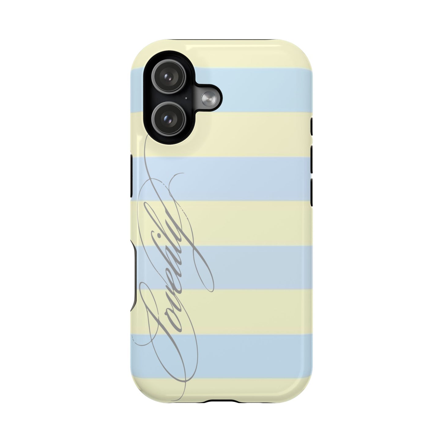 MAGSAFE blue n yellow striped w/out flowers stacked phone case