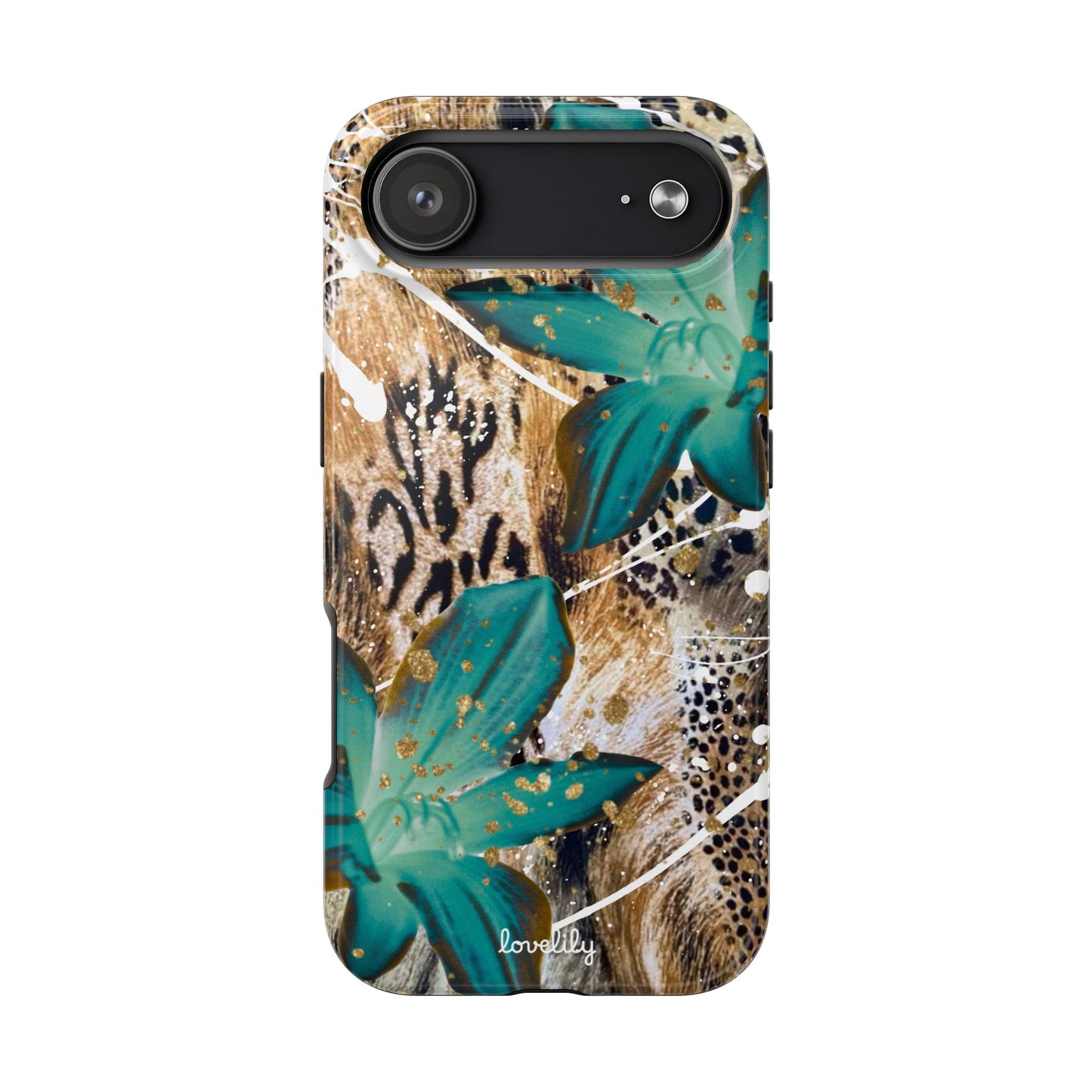 brown n blue stacked phone case