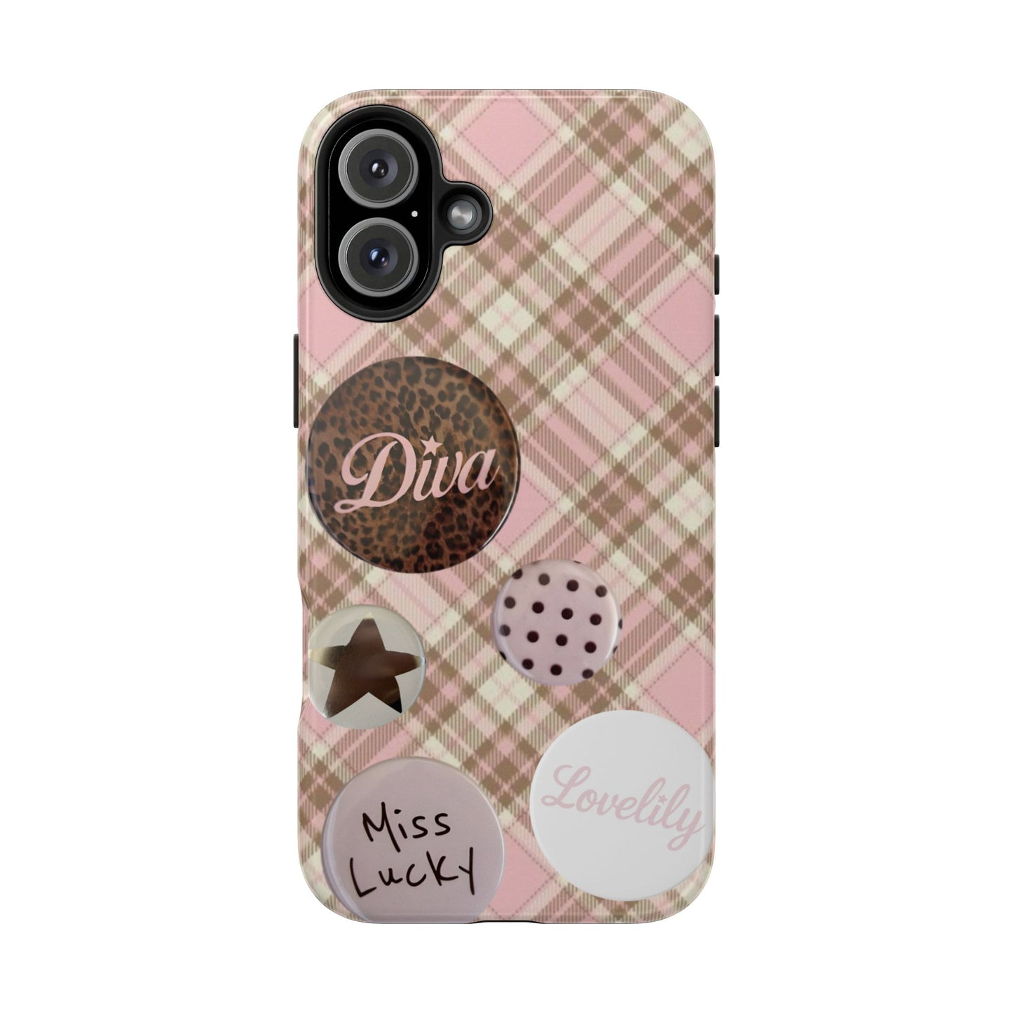 pink n brown pins stacked phone case