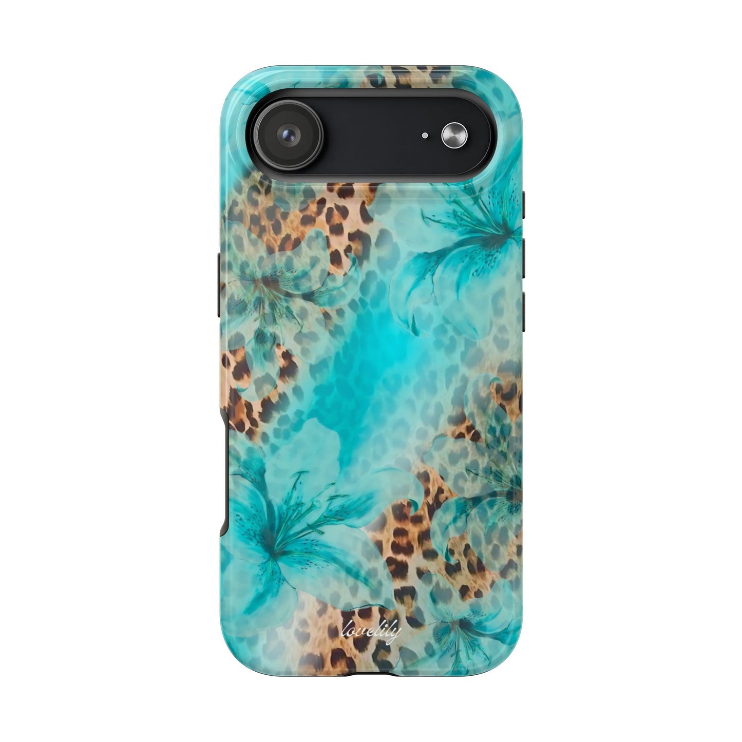 blue leopard lily stacked phone case