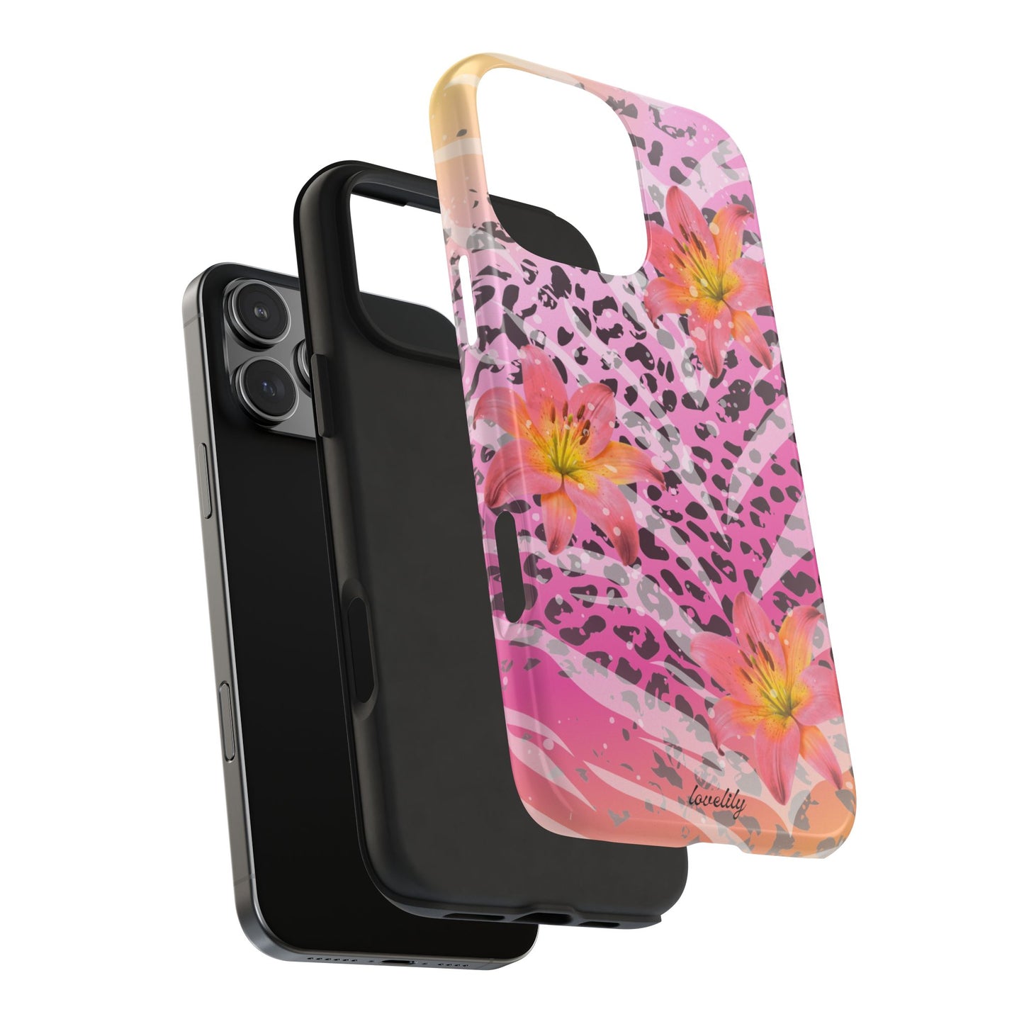 purple n yellow tigerlily stacked phone case