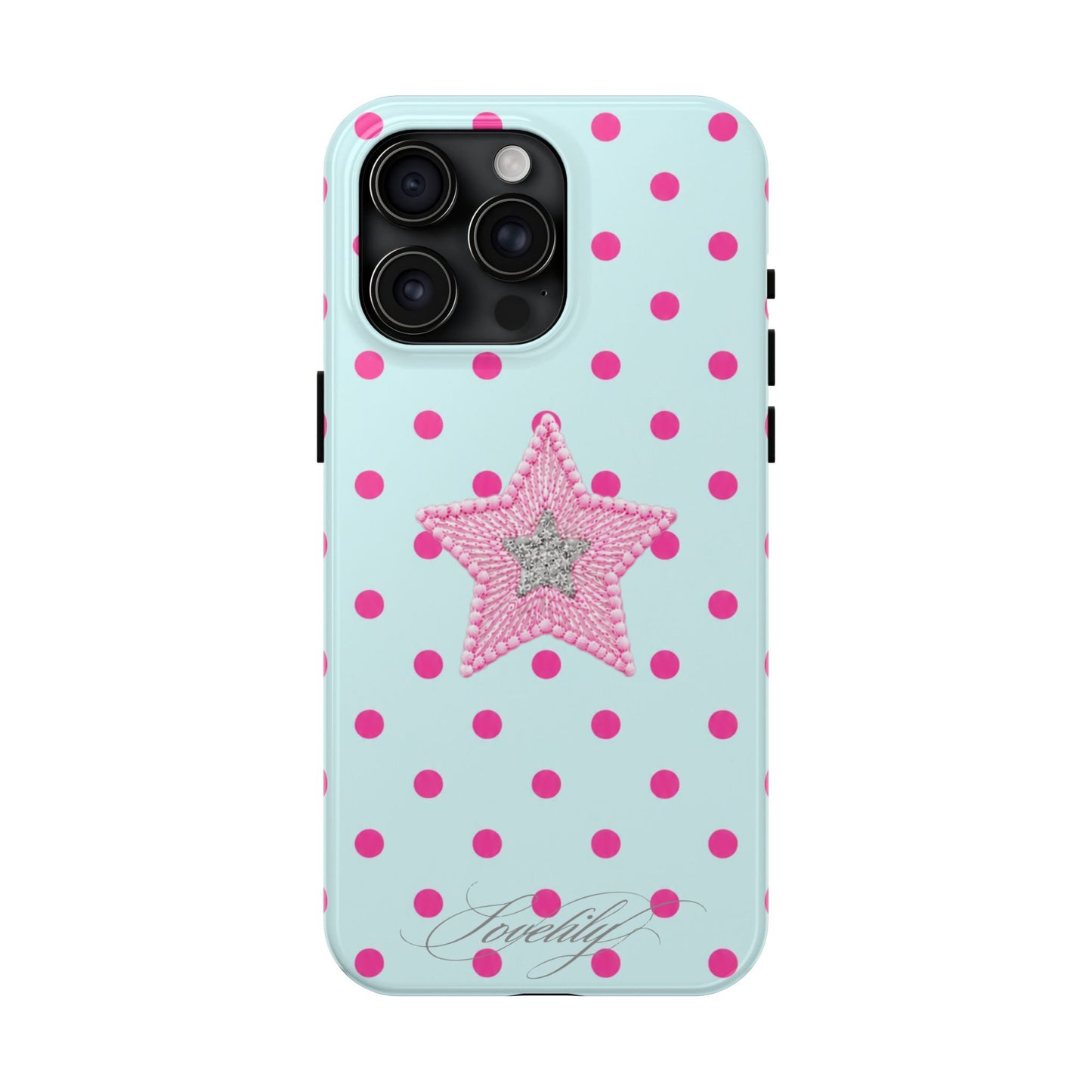 mint polka dot! stacked phone case