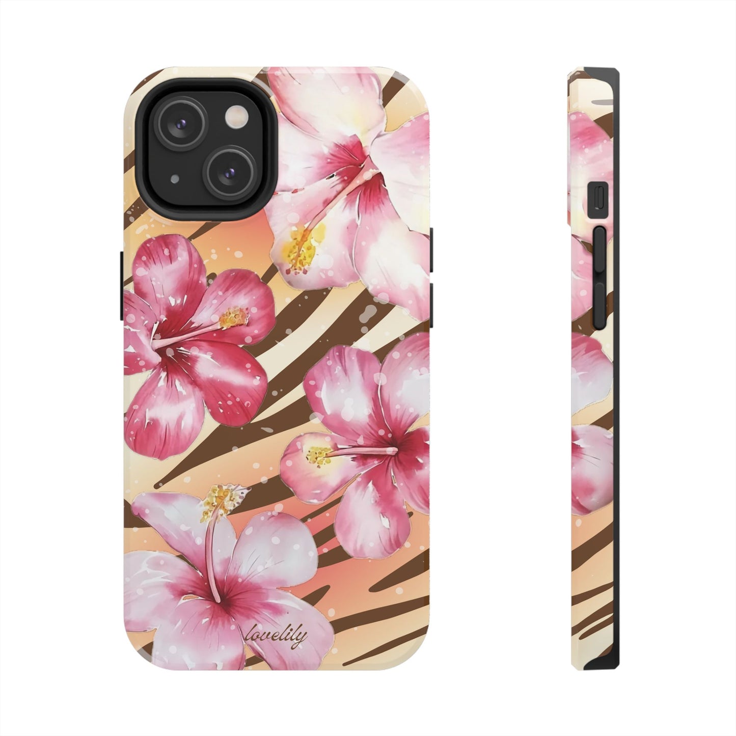 brown zebra n pink! stacked phone case
