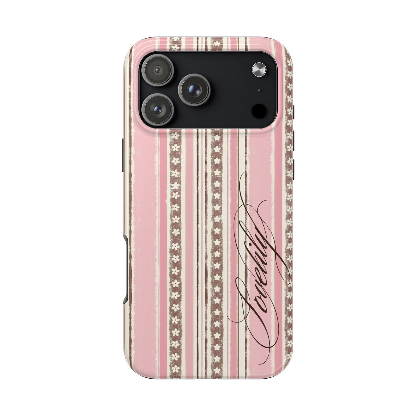 pink n brown striped <3 stacked phone case