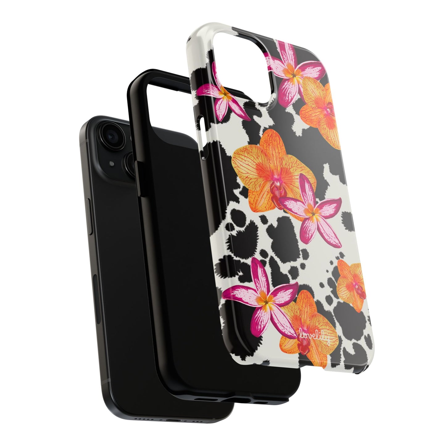 cow print orchid stacked phone case