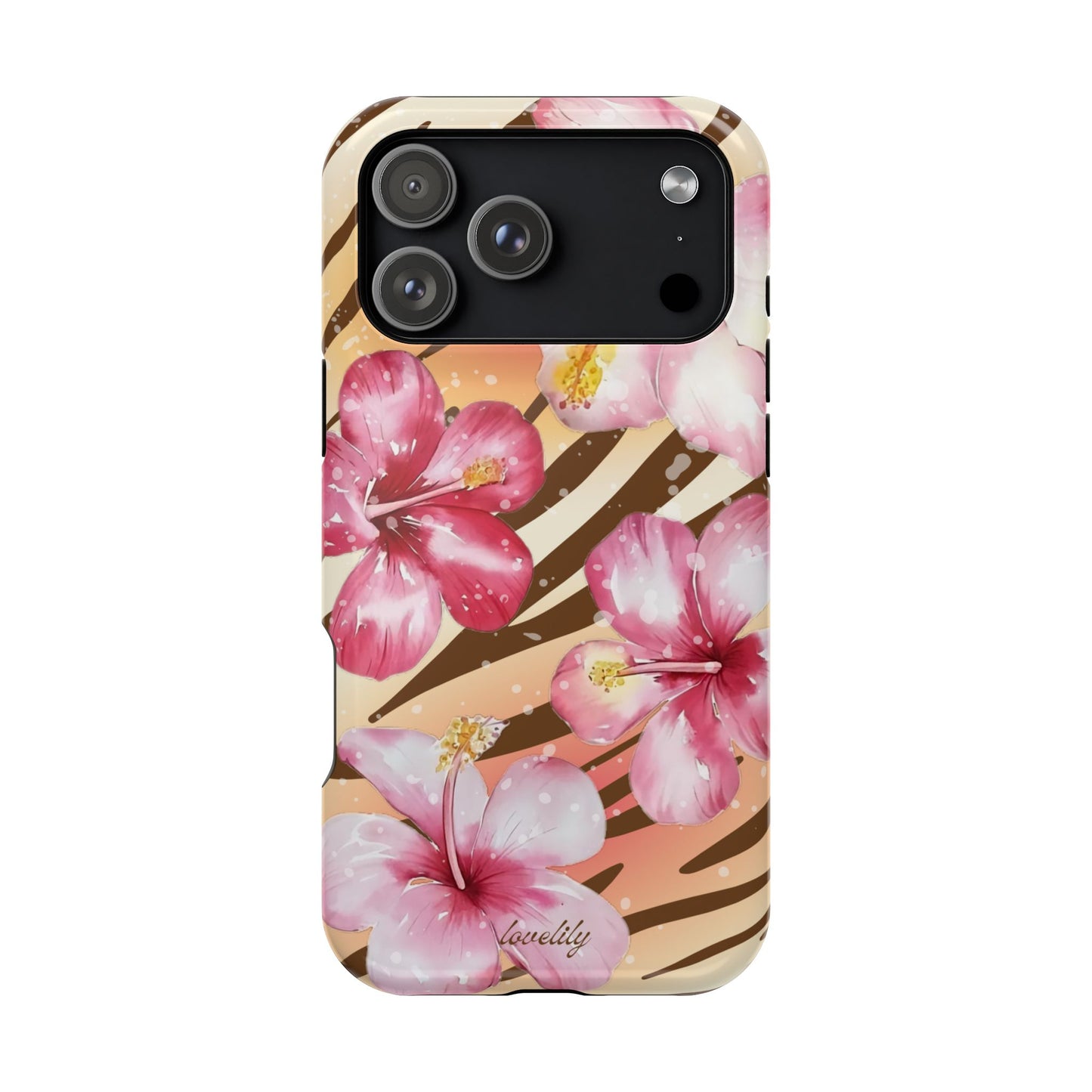 MAGSAFE brown zebra n pink! stacked phone case