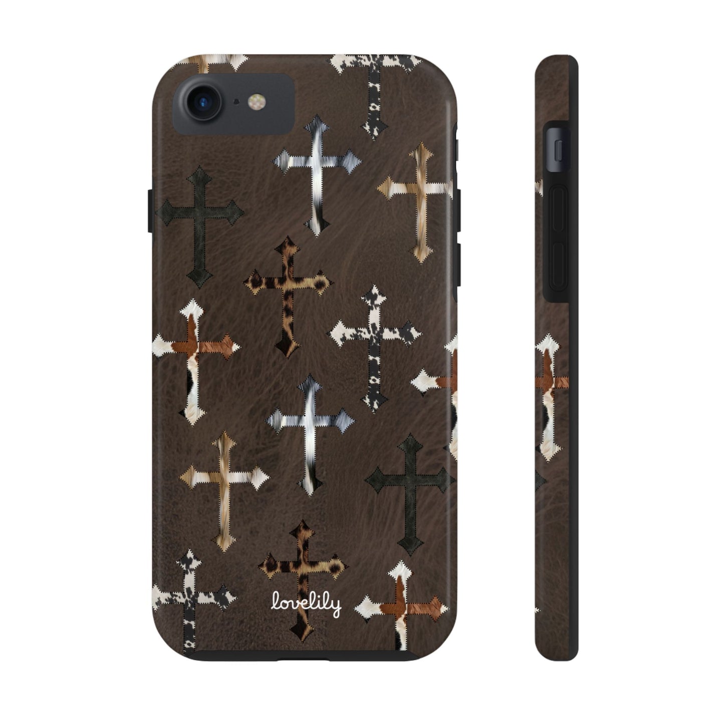 fur cross stacked phone case