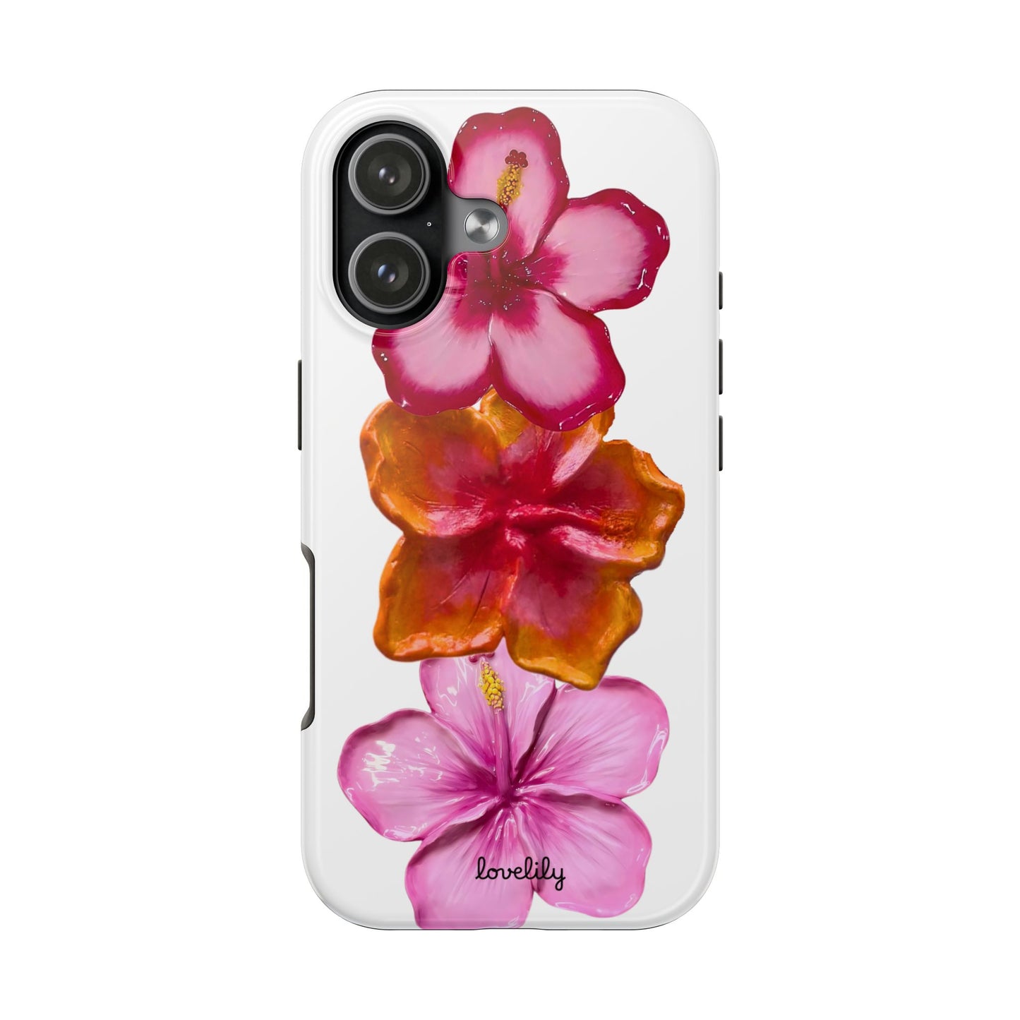 laminated hibiscus stacked phone case
