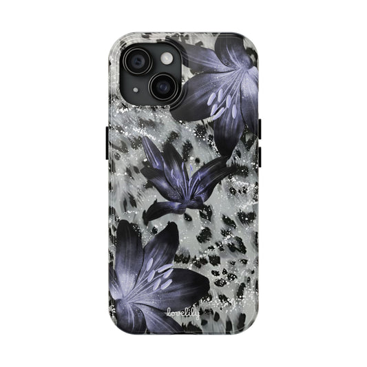 dark flowers stacked phone case