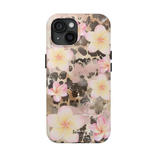 leopard plumeria stacked phone case