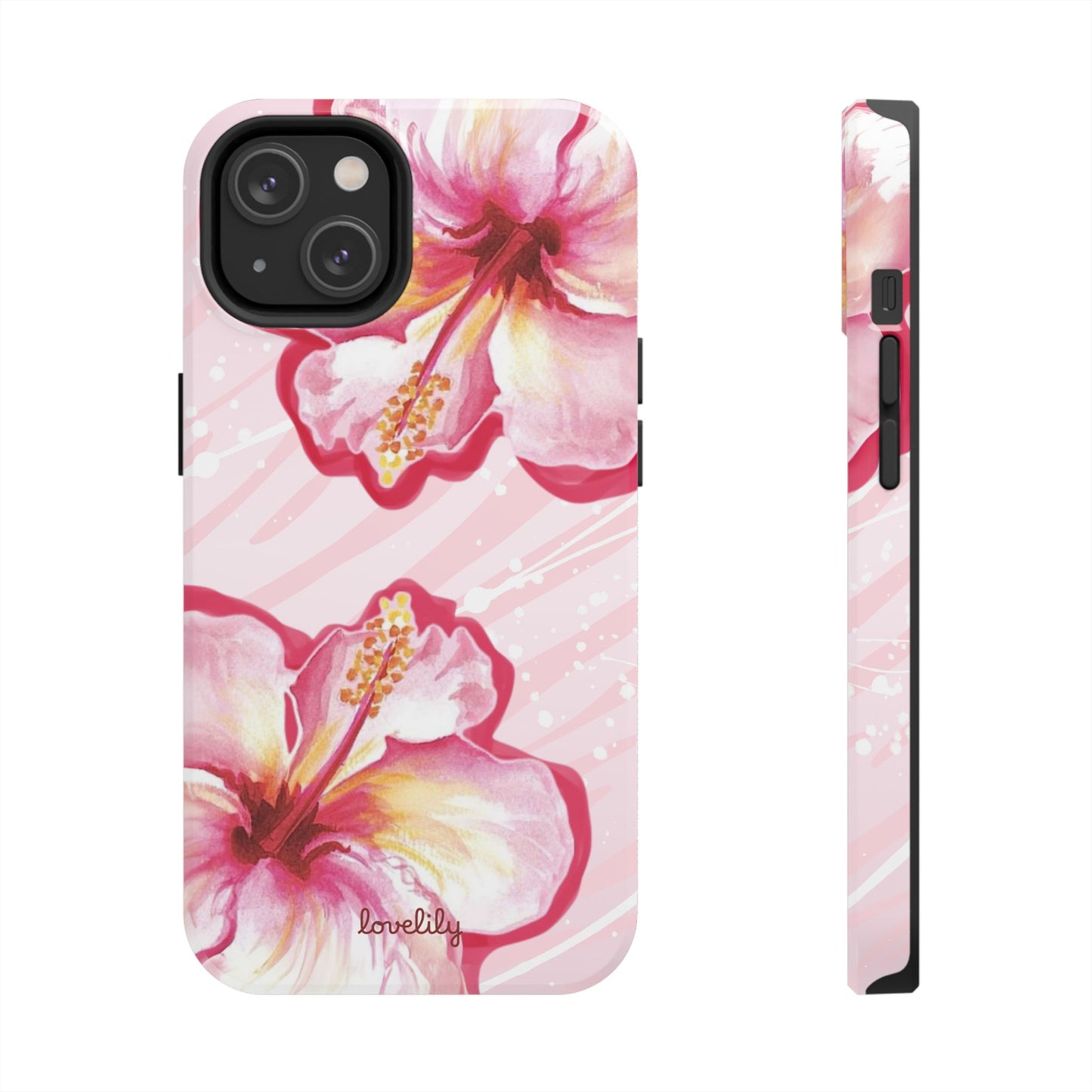 pink hibiscus stacked phone case