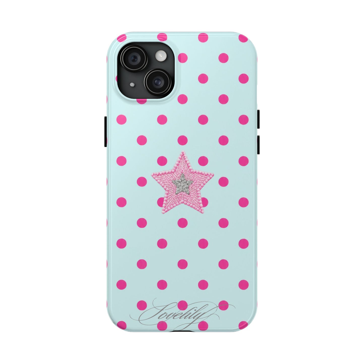 mint polka dot! stacked phone case