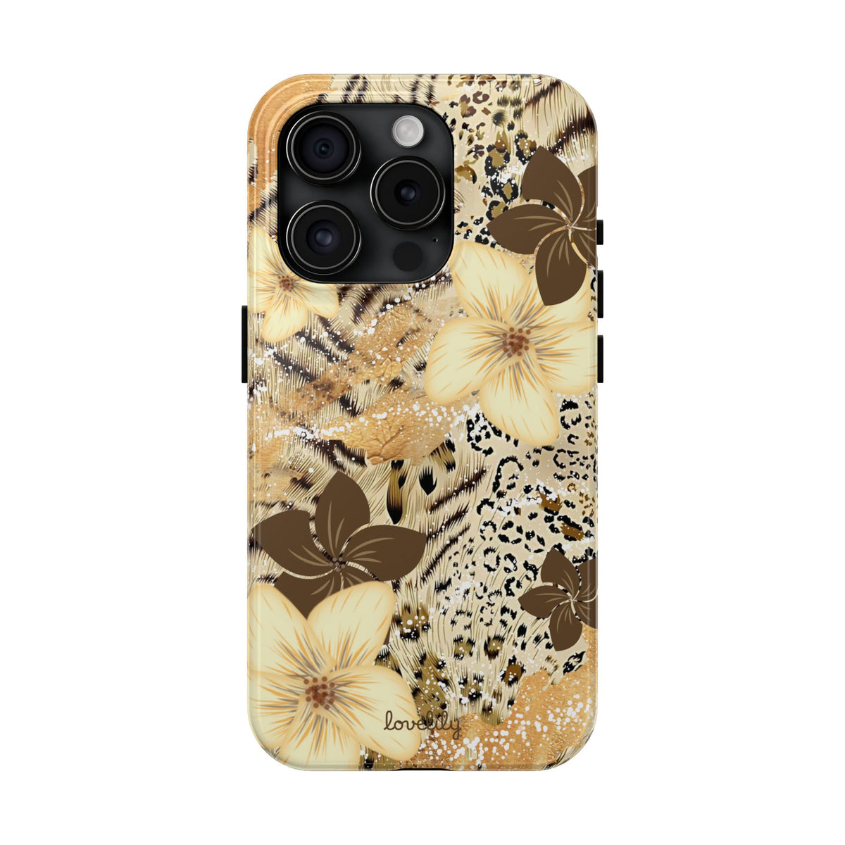 creme n' brown plumeria stacked phone case