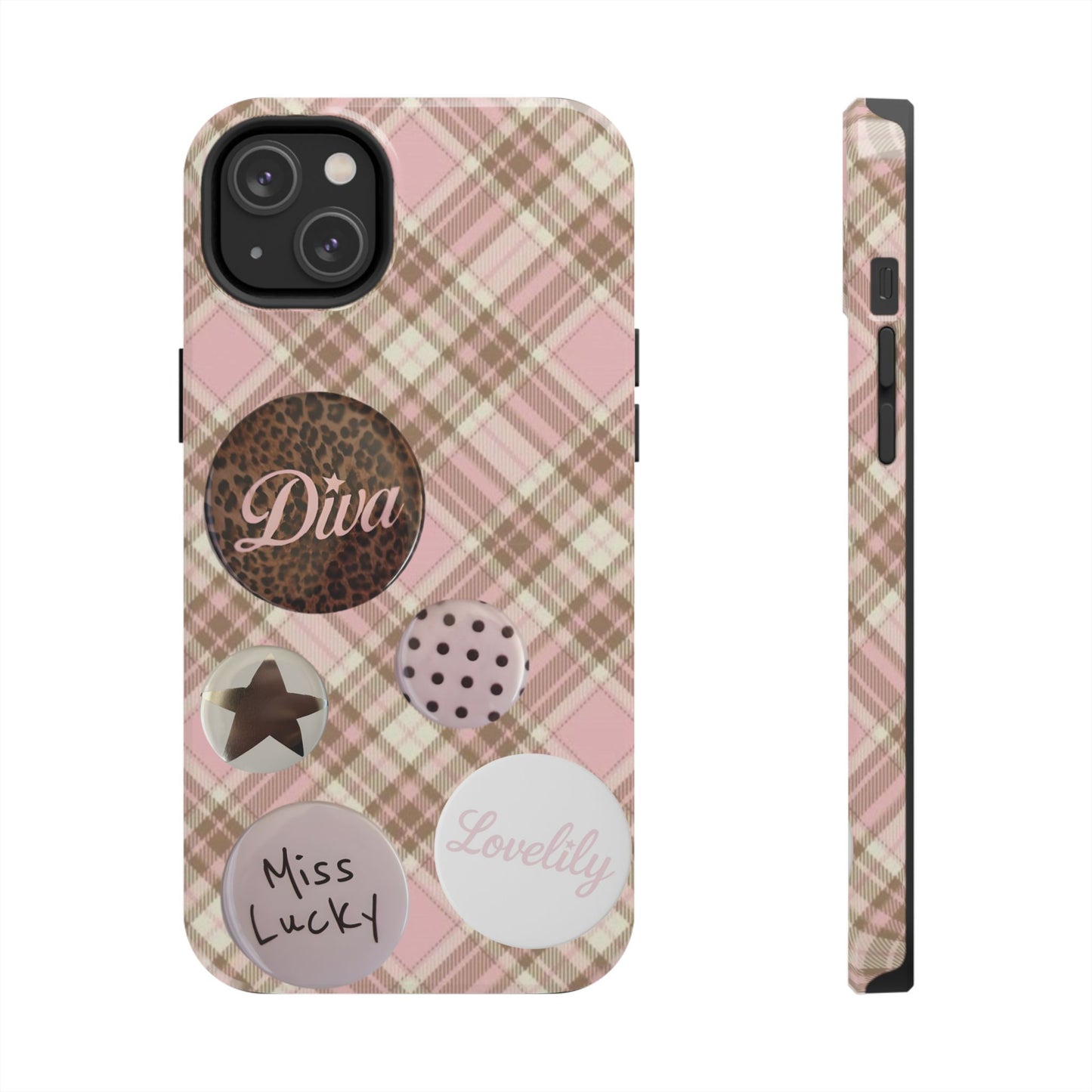 pink n brown pins stacked phone case