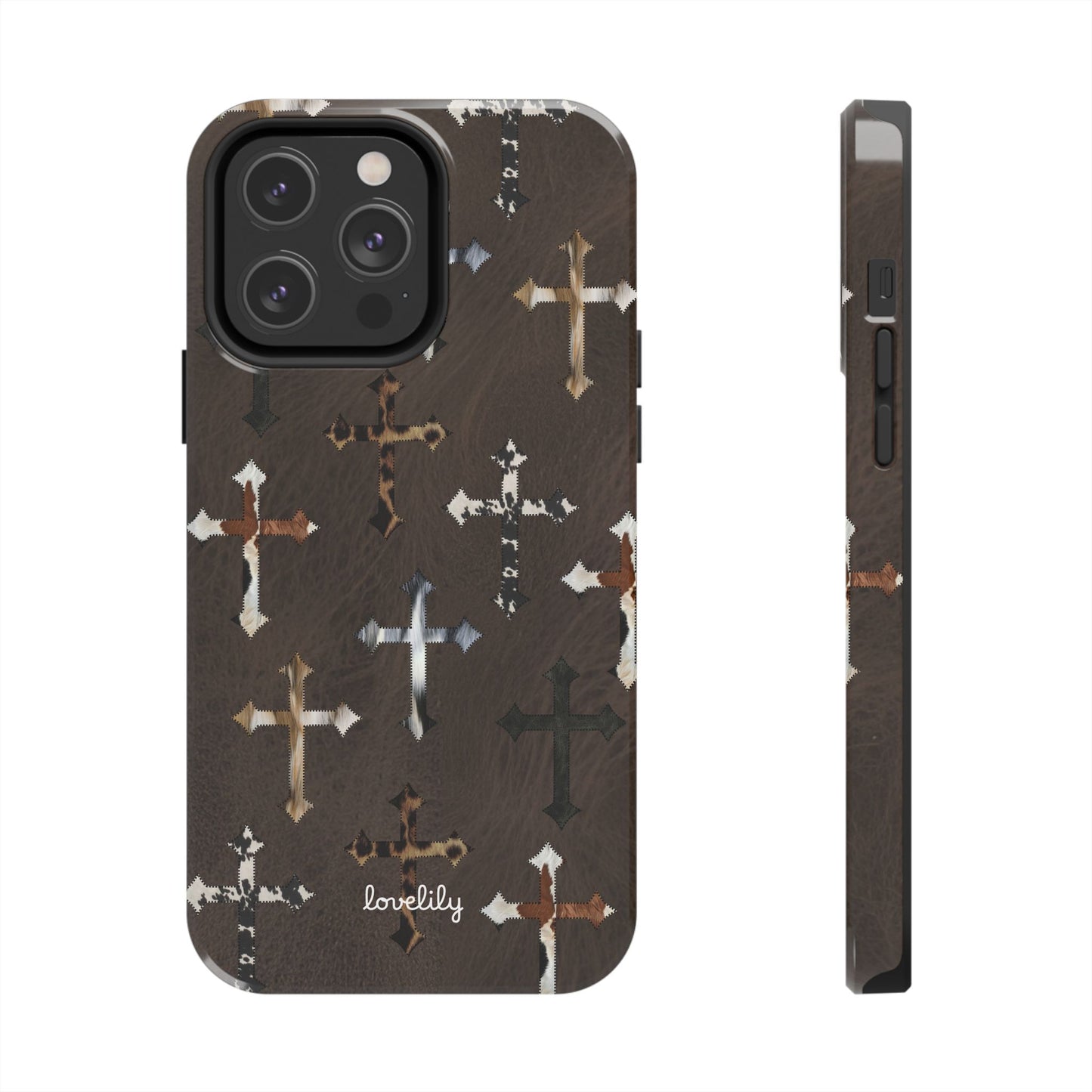 fur cross stacked phone case