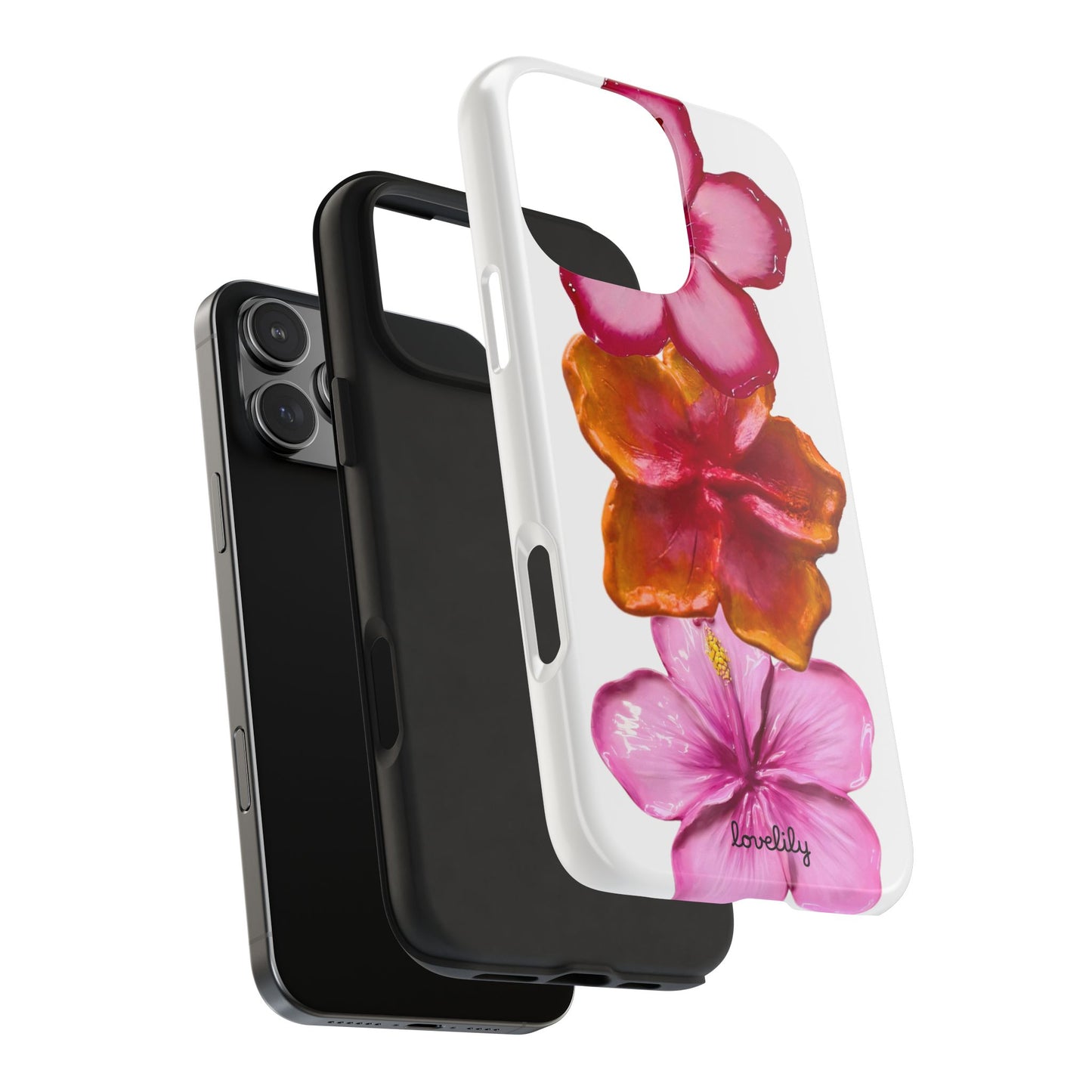 laminated hibiscus stacked phone case