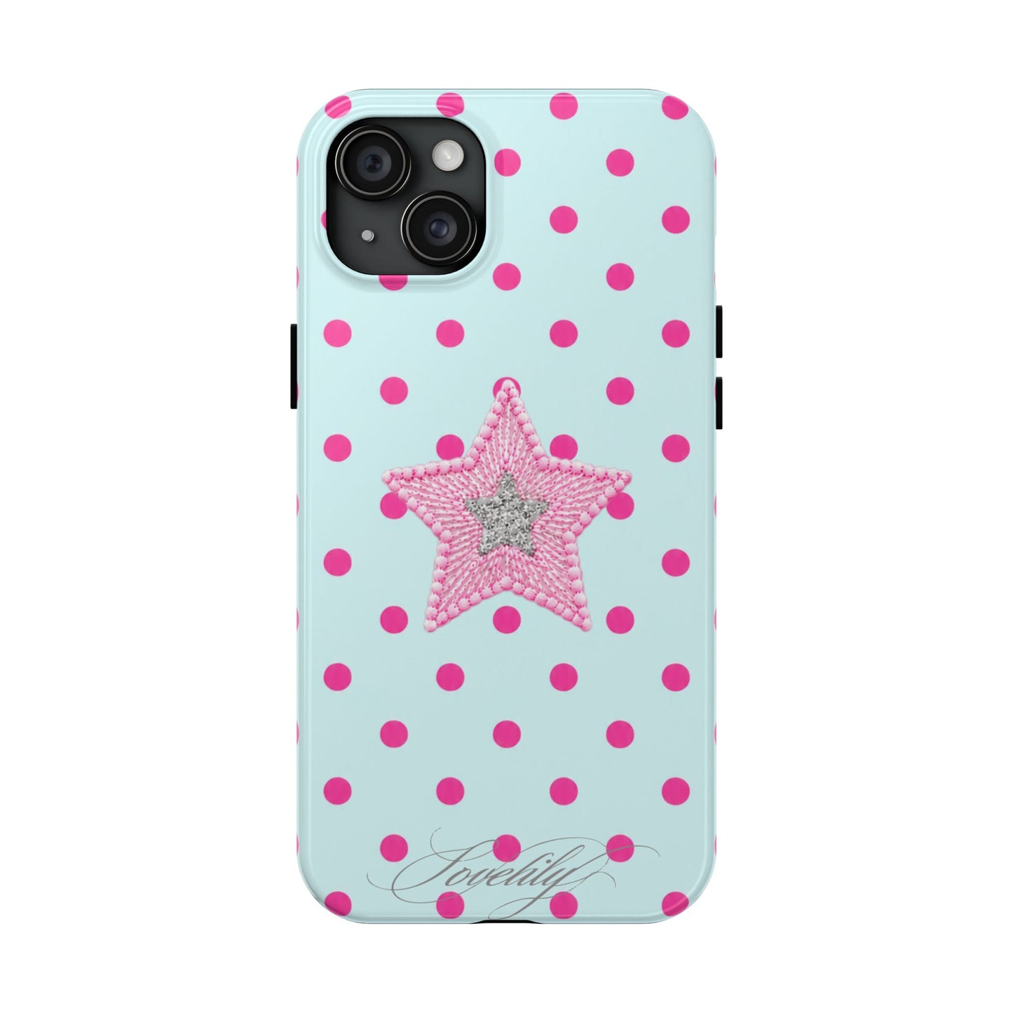 mint polka dot! stacked phone case