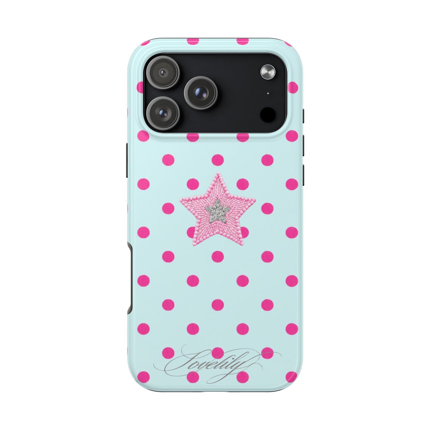 mint polka dot! stacked phone case
