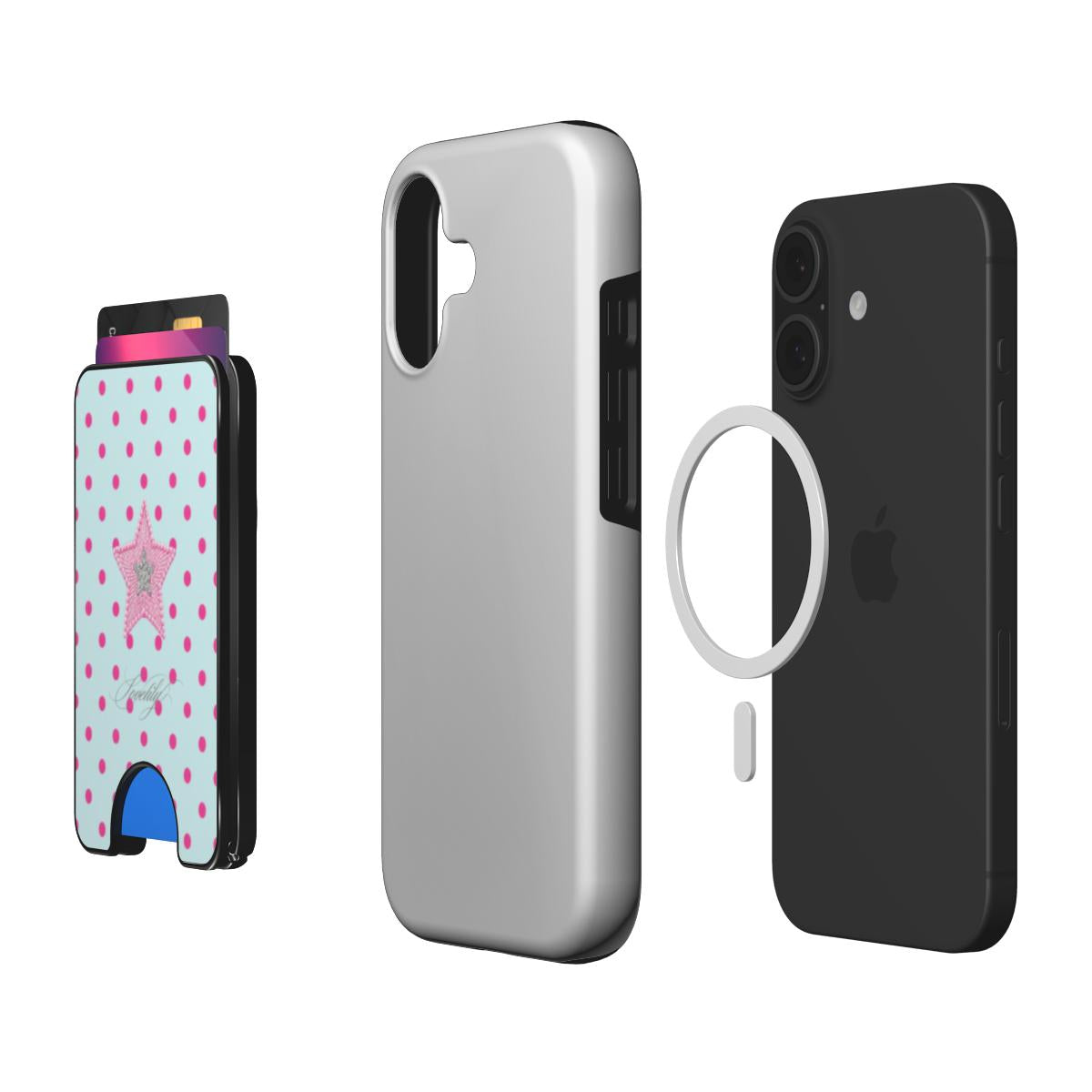 mint polka dots magnetic wallet!