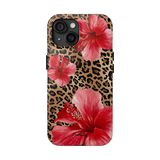 leopard hibiscus  stacked phone case