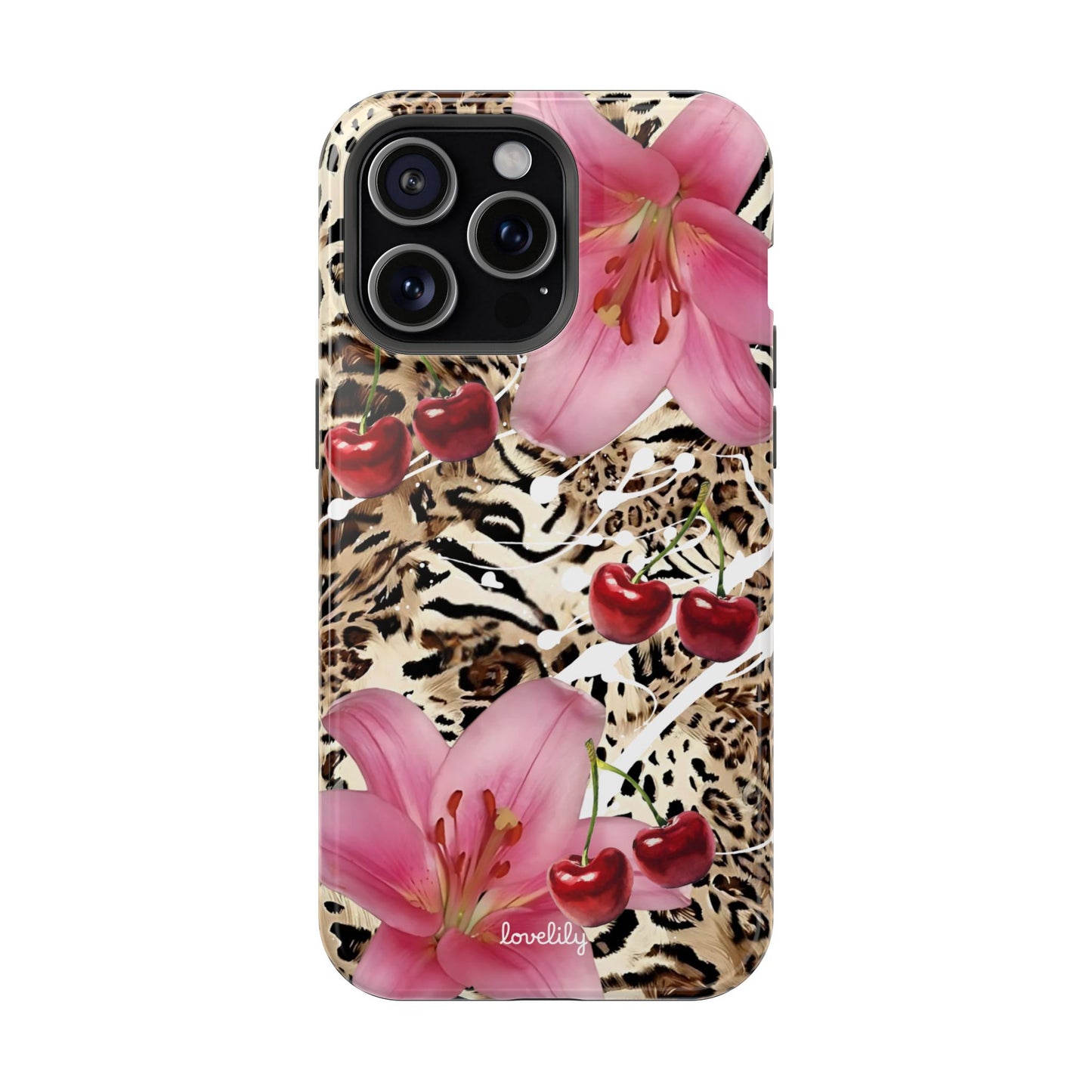 MAGSAFE cherries n' lilies stacked phone case