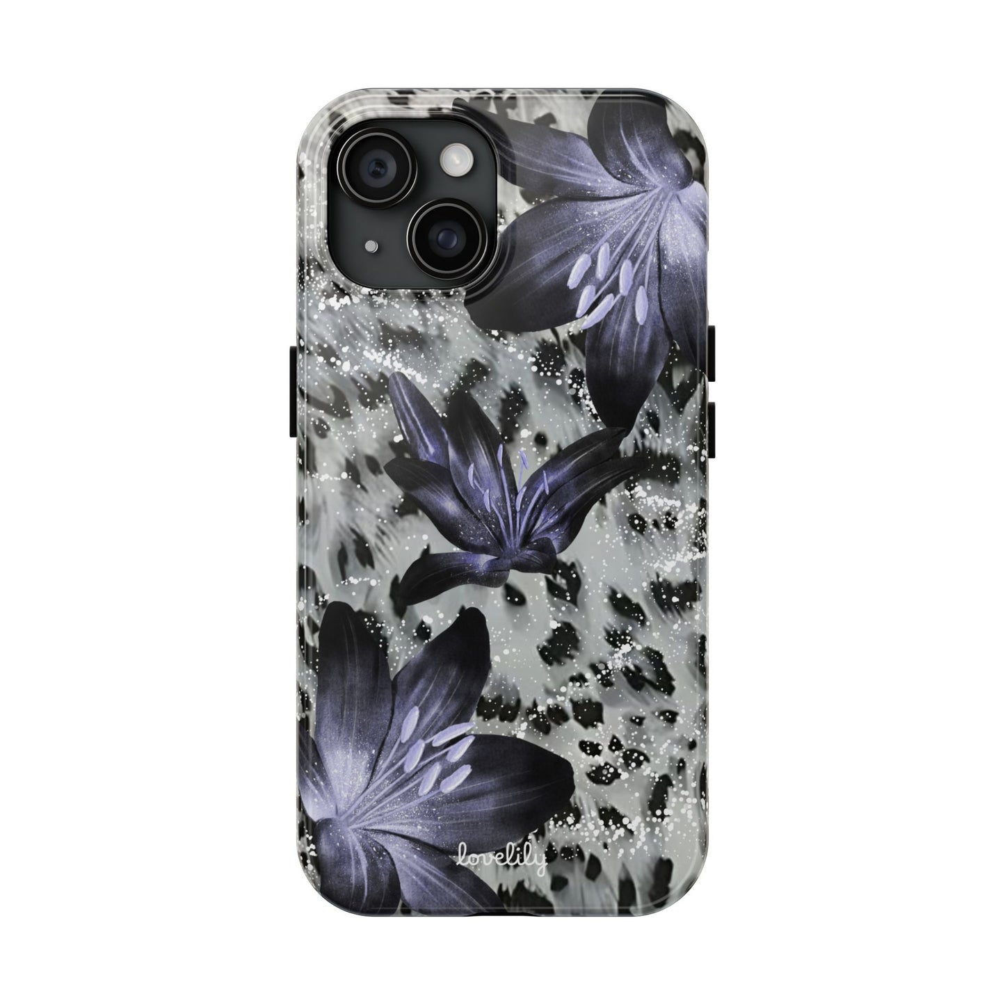 dark flowers stacked phone case