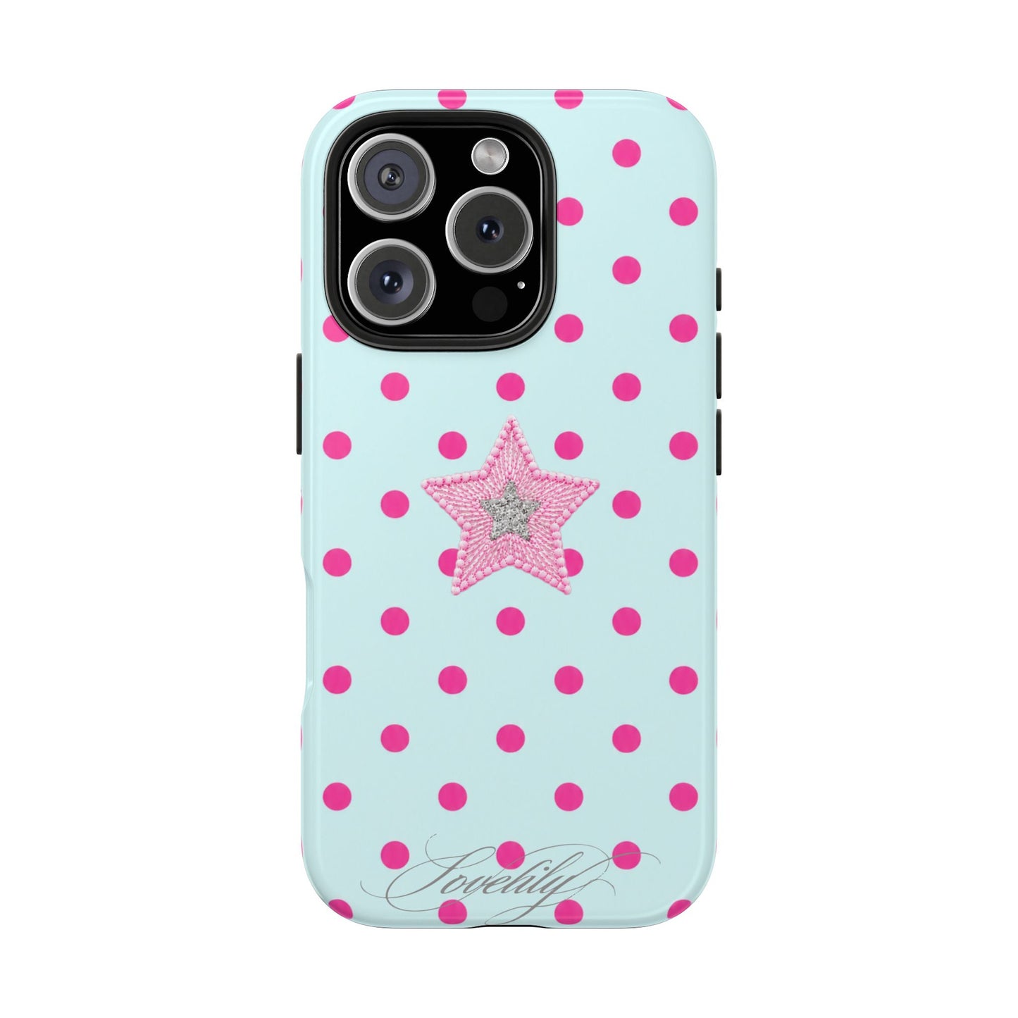 mint polka dot! stacked phone case