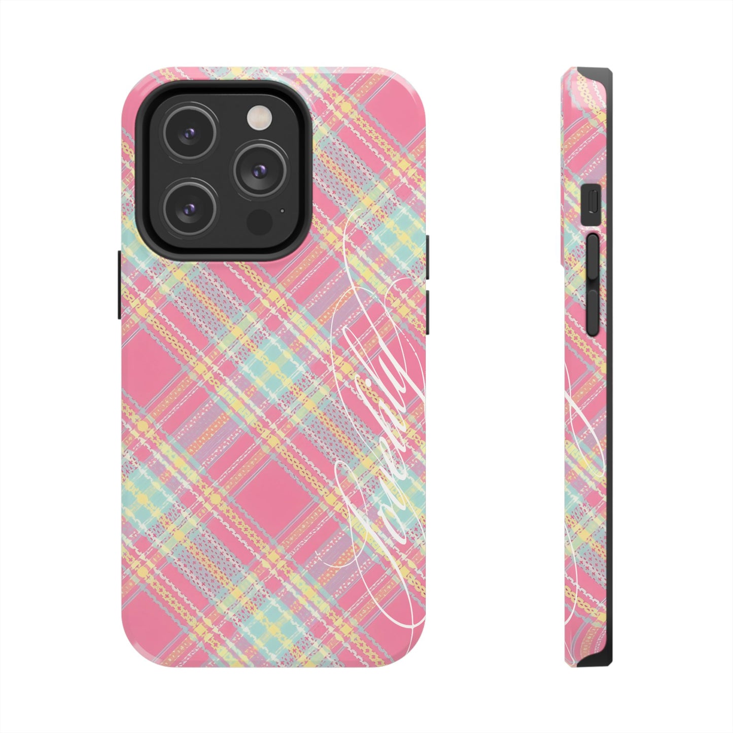 plaid colorful! stacked phone case