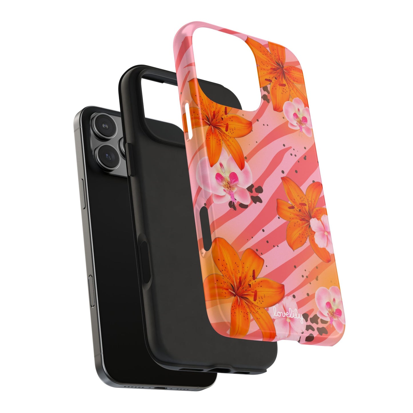 striped tigerlily stacked phone case