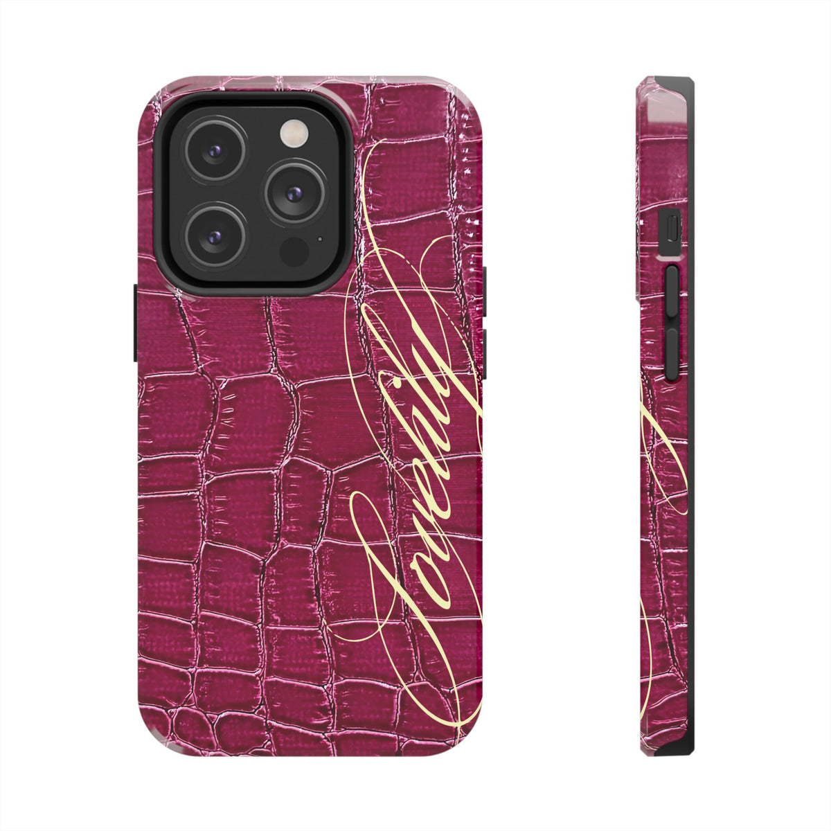 pink croc+  stacked phone case
